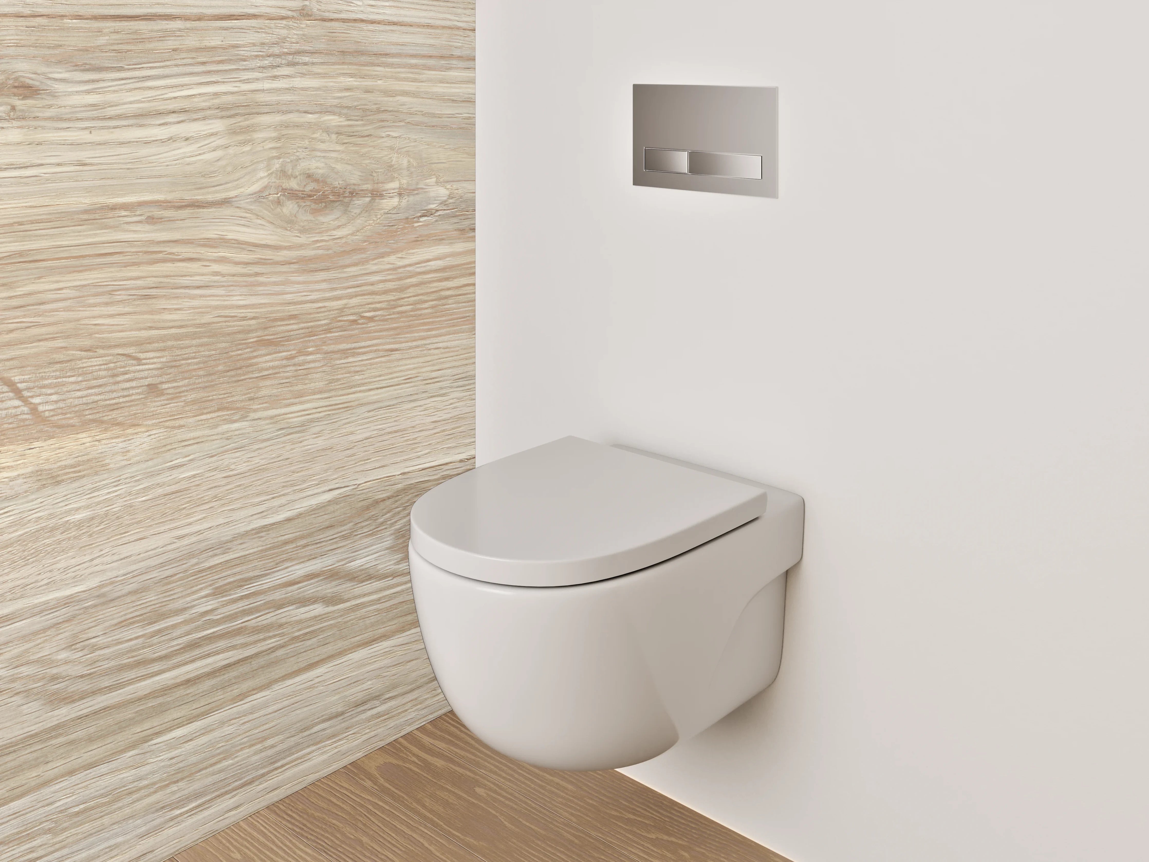 WC-Rückwand - Helle Holzoptik Boden