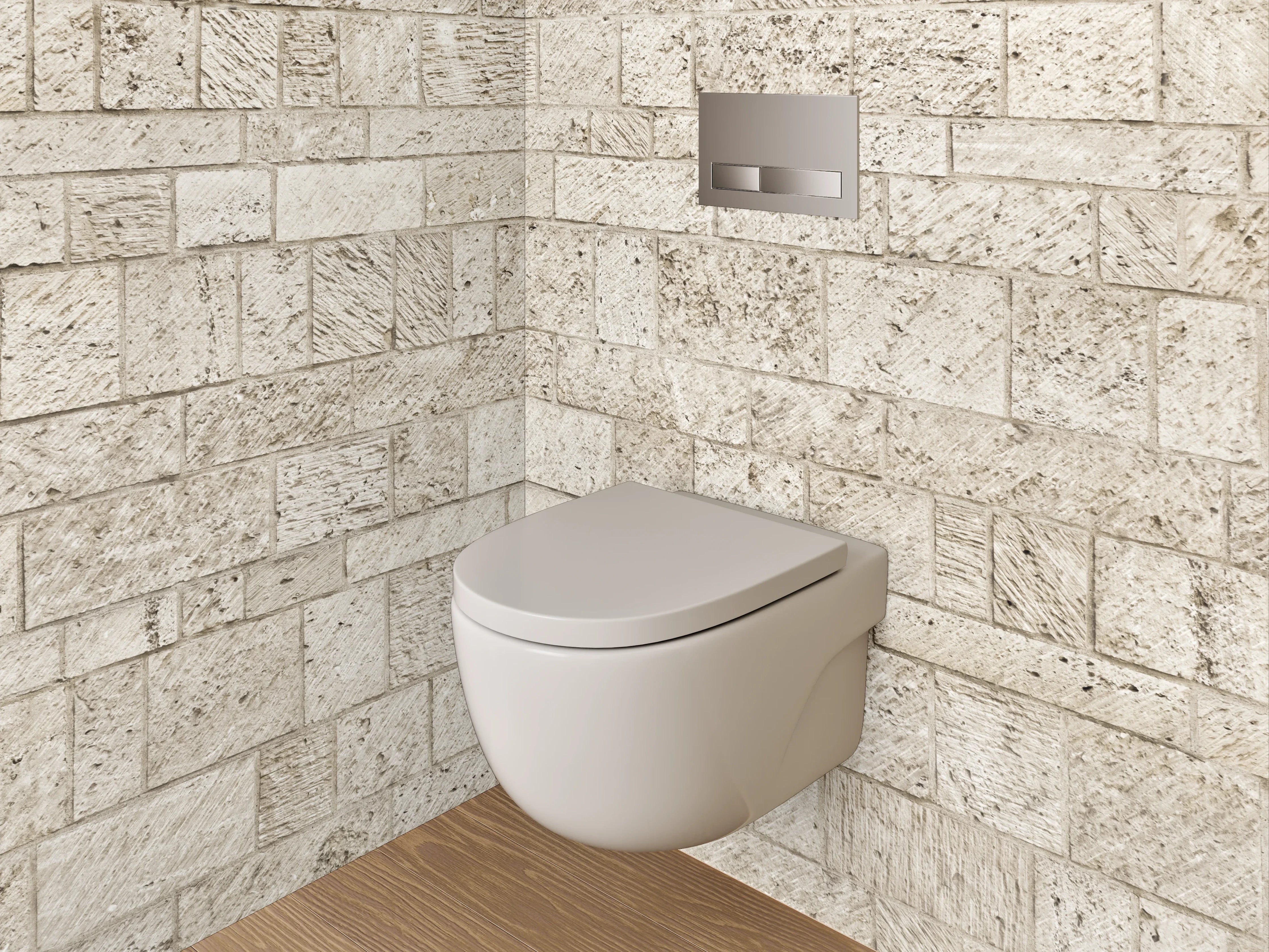 WC-Rückwand - Helle Kalkstein Wandfliesen Optik