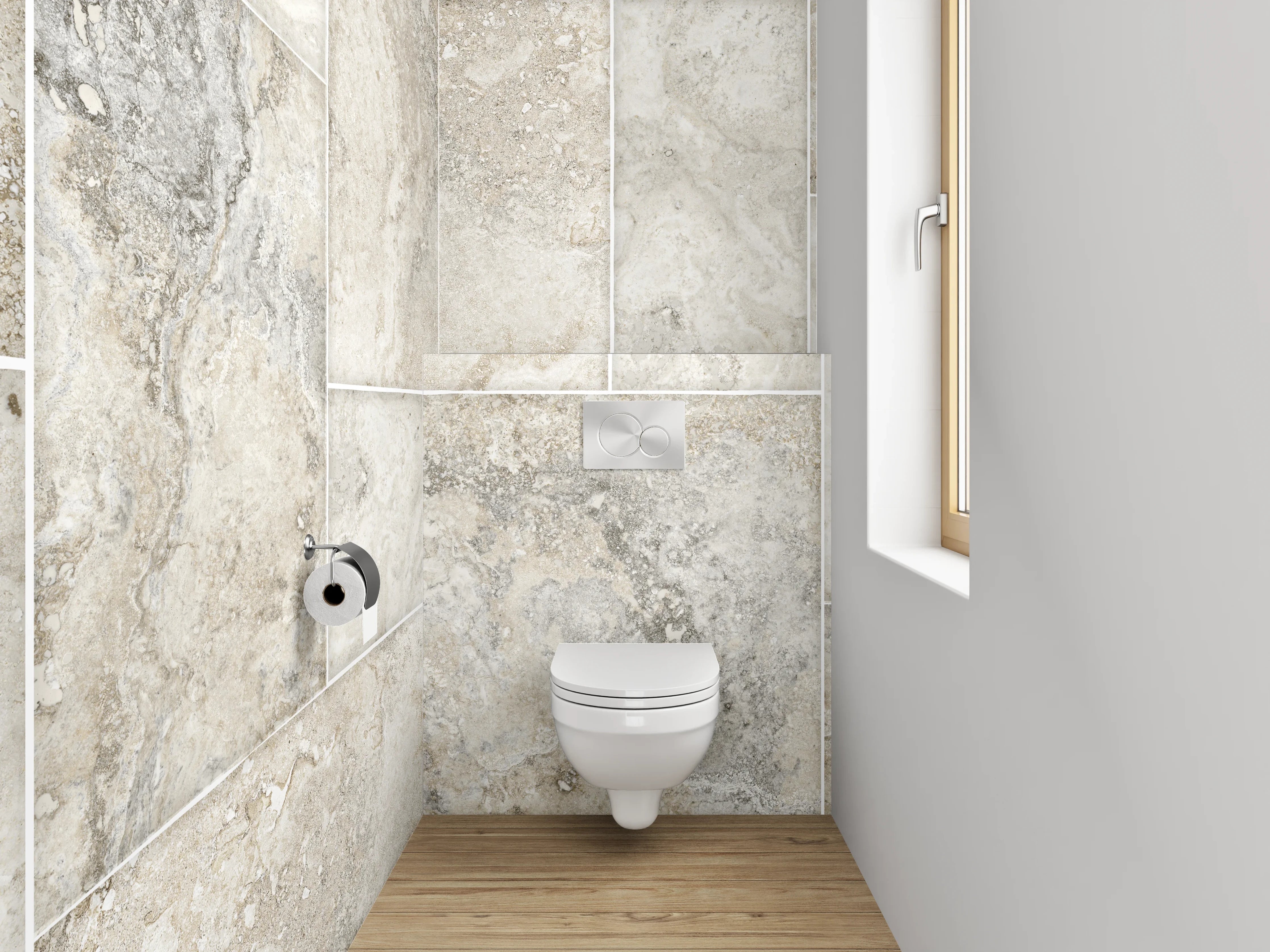 WC-Rückwand - Helle Marmoroptik Fliesenmuster