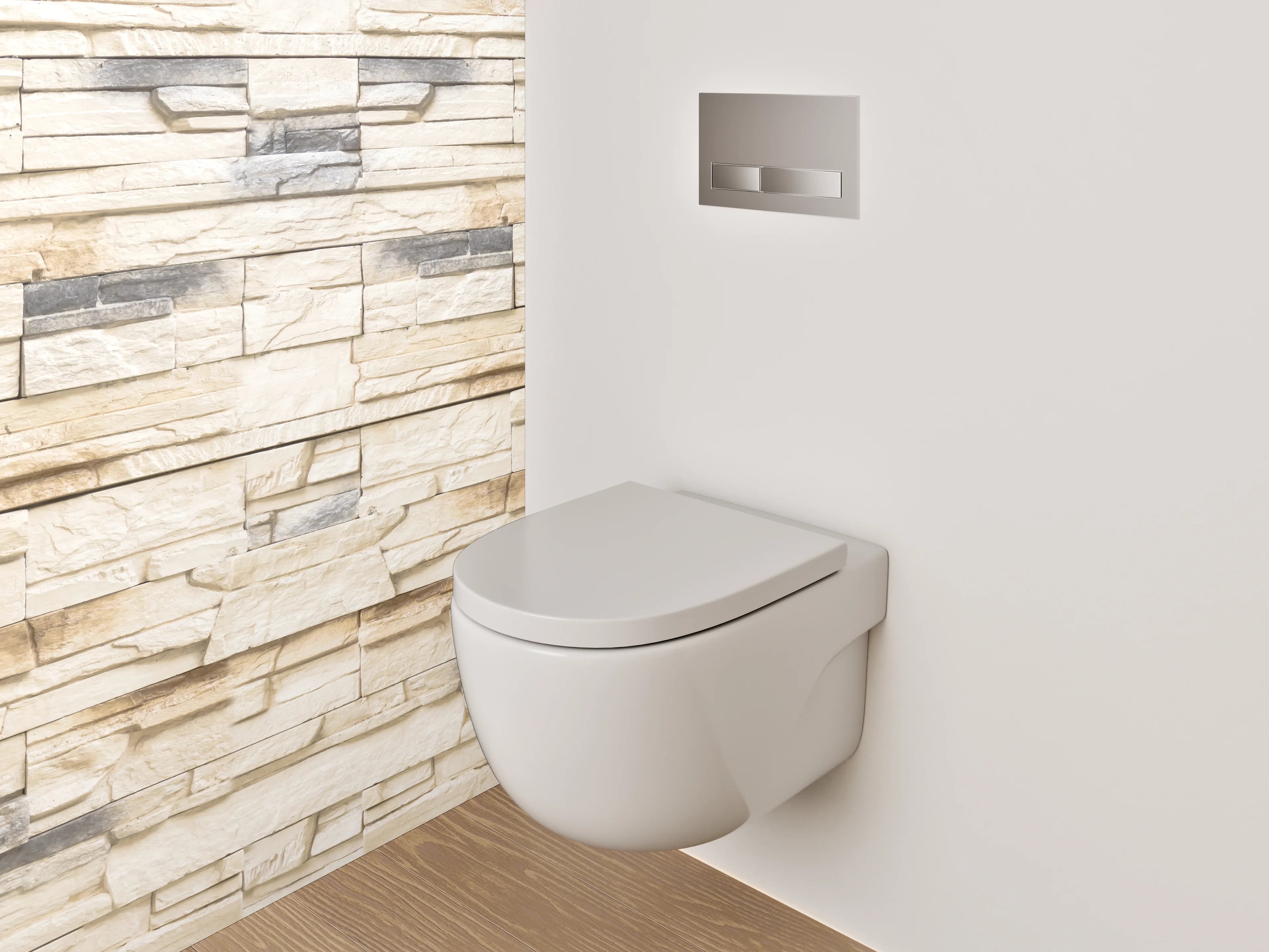 WC-Rückwand - Helle Natursteinoptik Wandverkleidung Weiß-Grau