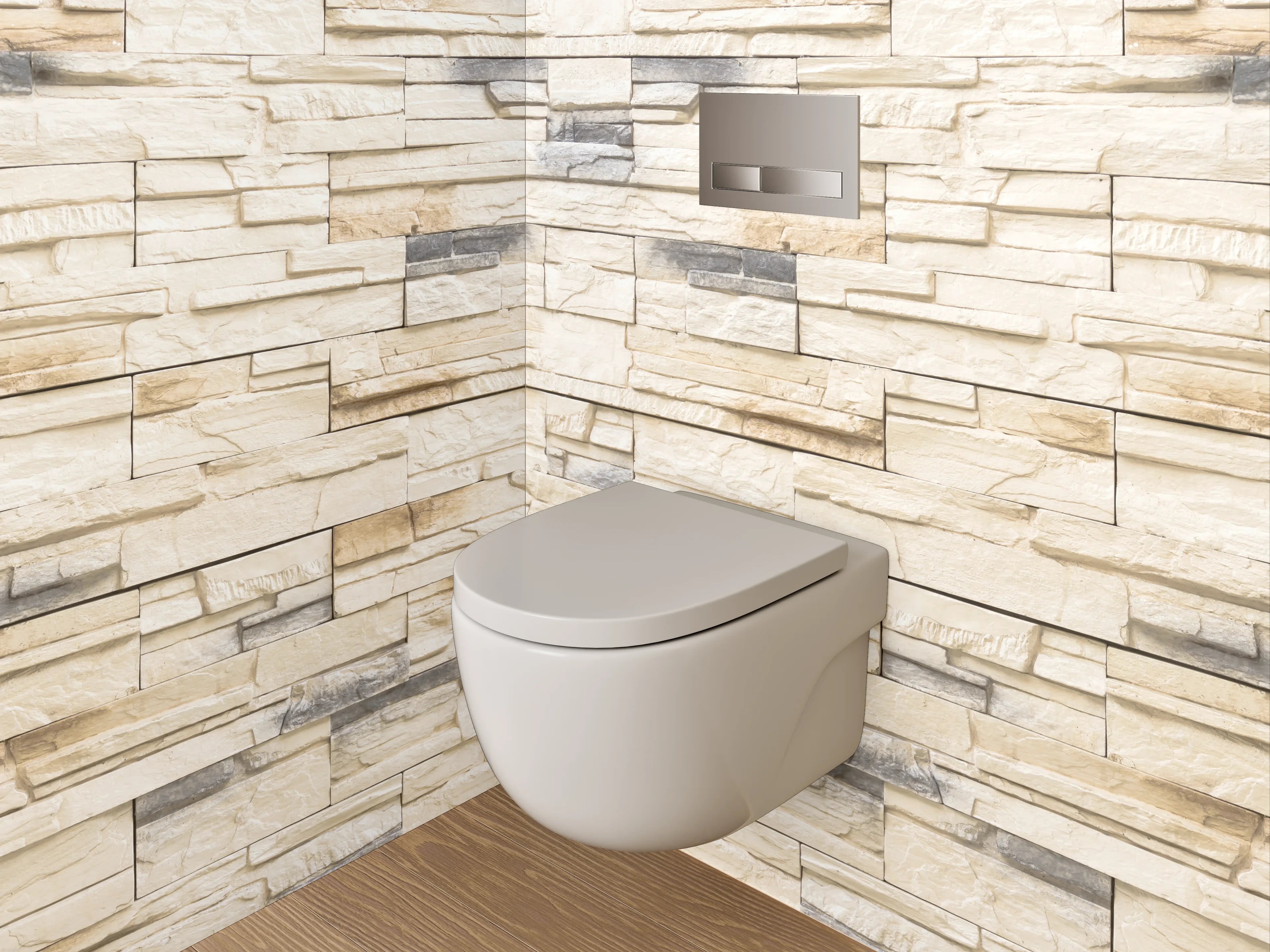 WC-Rückwand - Helle Natursteinoptik Wandverkleidung Weiß-Grau