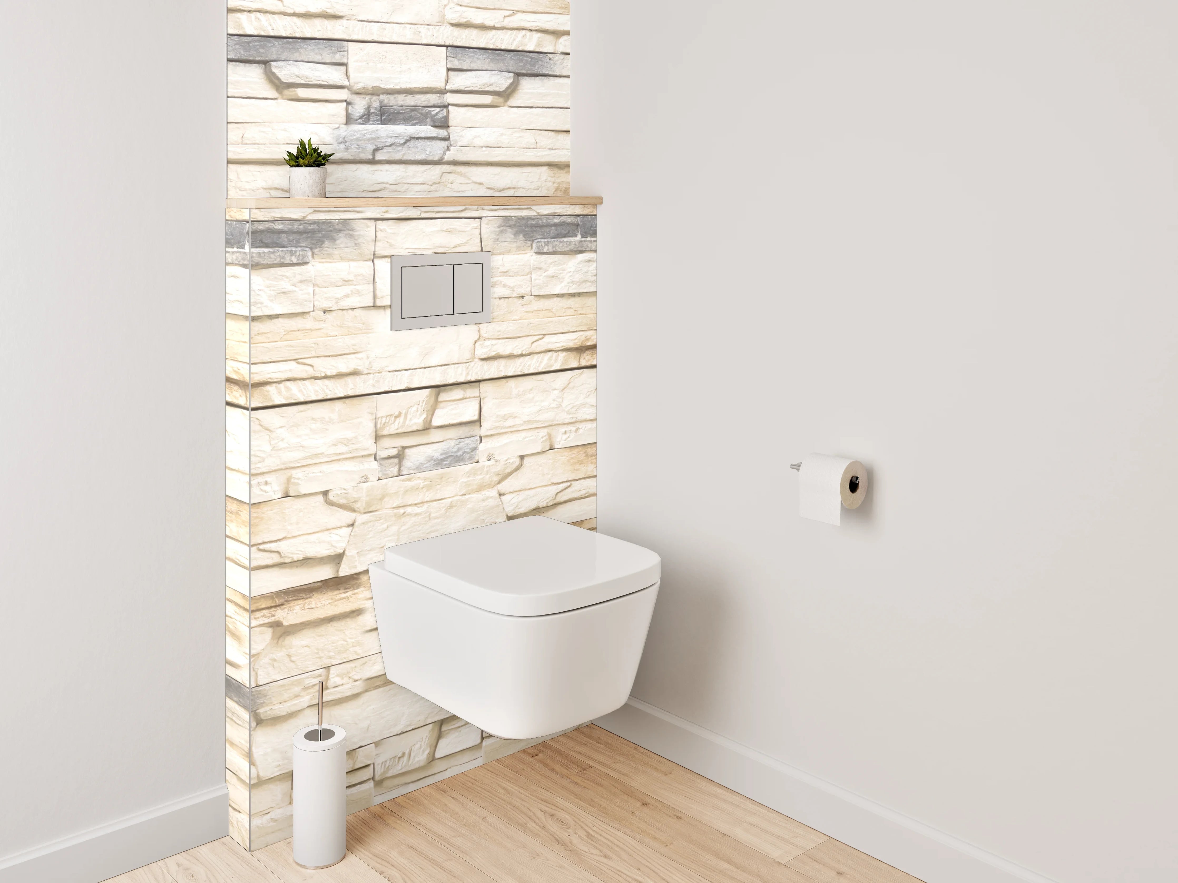 WC-Rückwand - Helle Natursteinoptik Wandverkleidung Weiß-Grau
