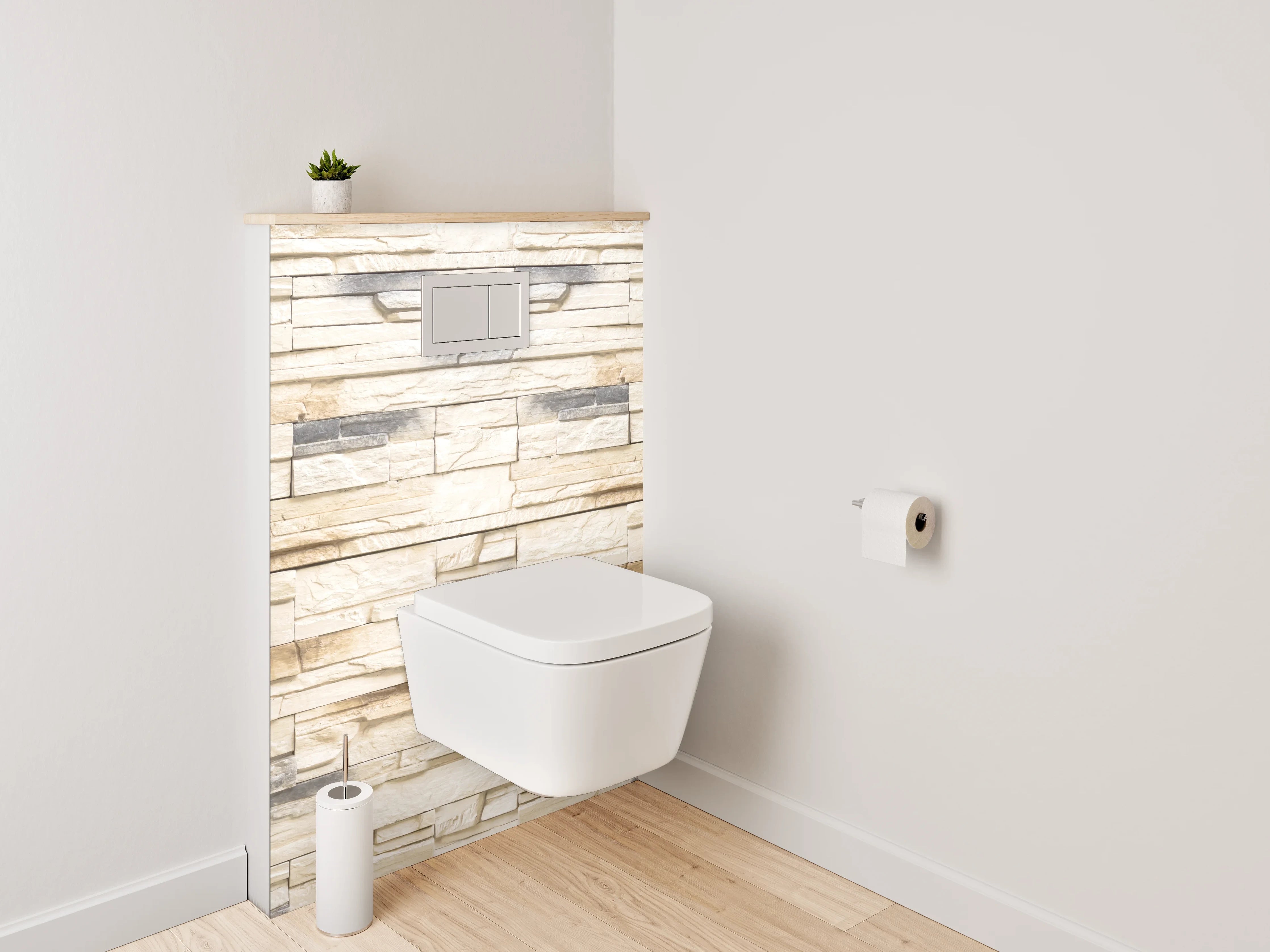 WC-Rückwand - Helle Natursteinoptik Wandverkleidung Weiß-Grau