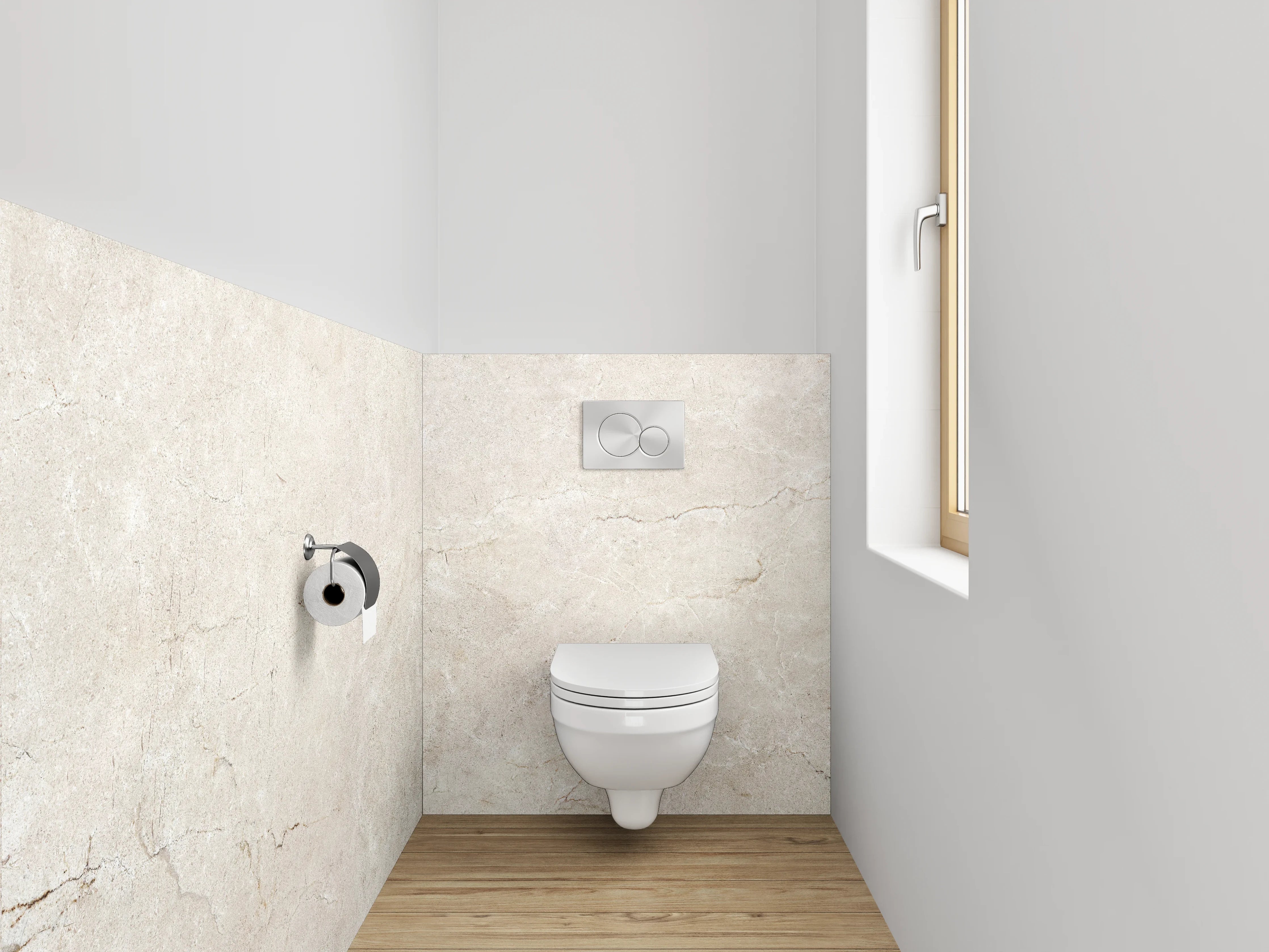 WC-Rückwand - Helle Sonnenlichtaufnahme auf Sandstein