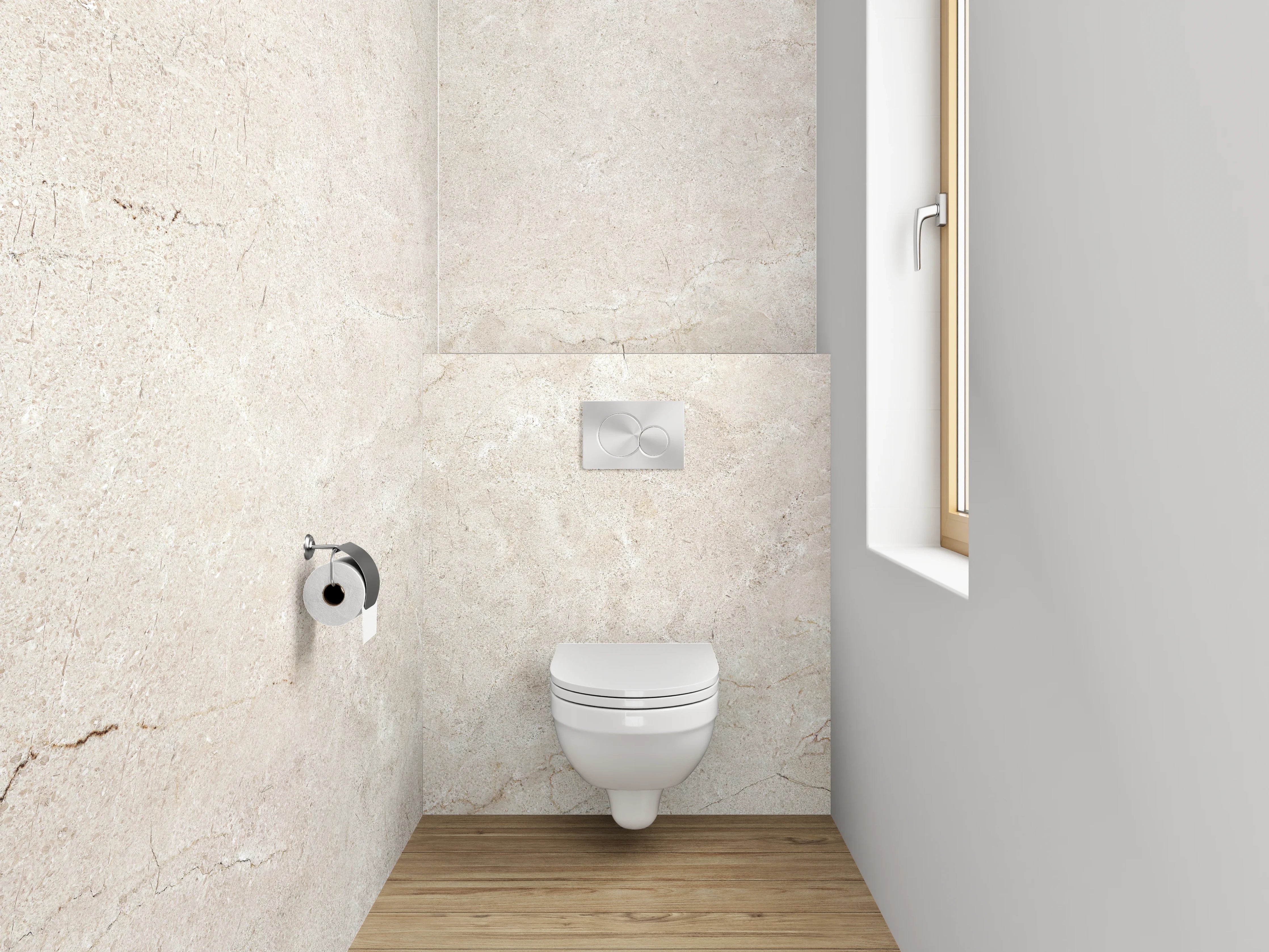 WC-Rückwand - Helle Sonnenlichtaufnahme auf Sandstein