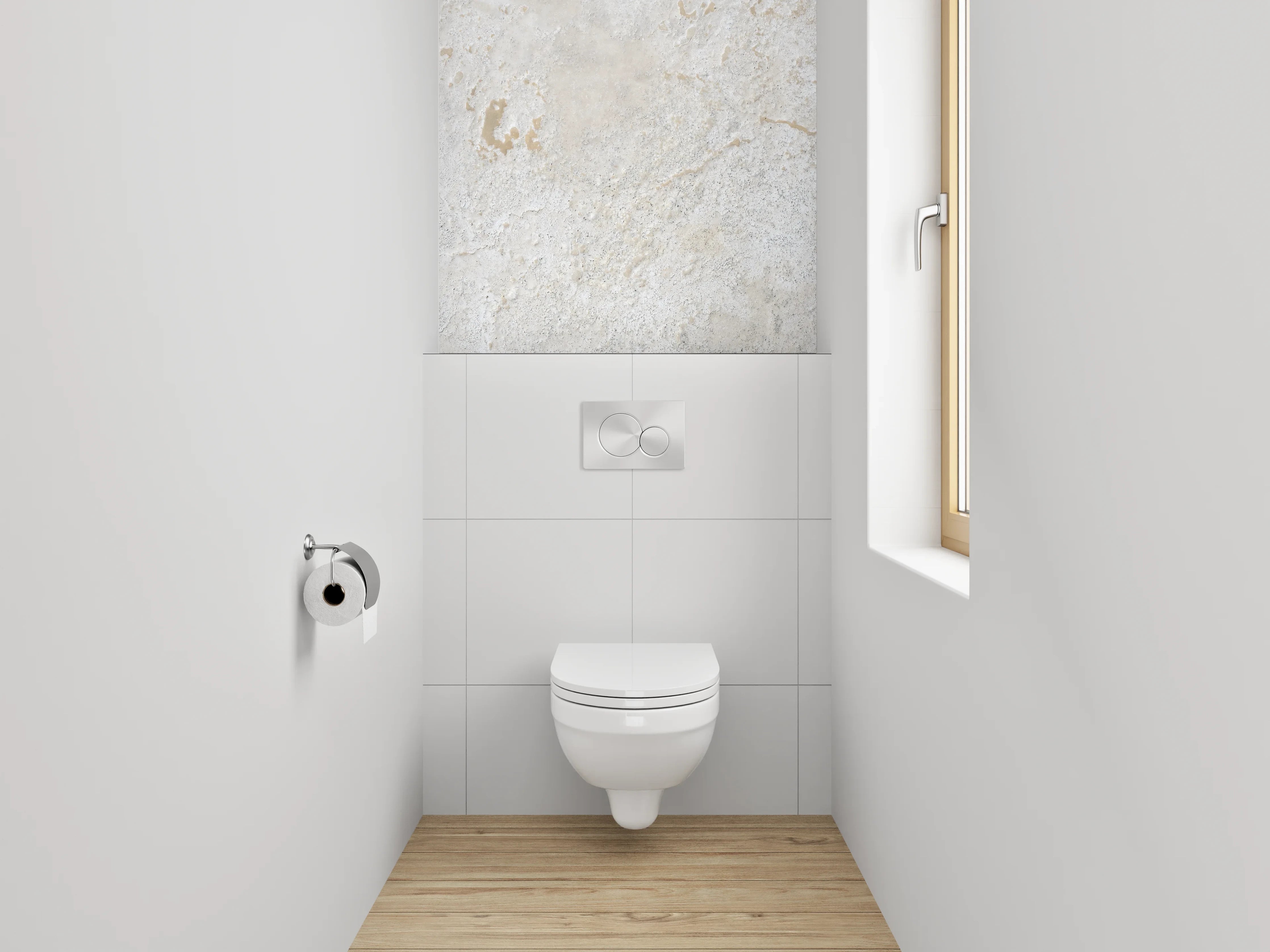 WC-Rückwand - Helle Wandstruktur in Weiß und Grau