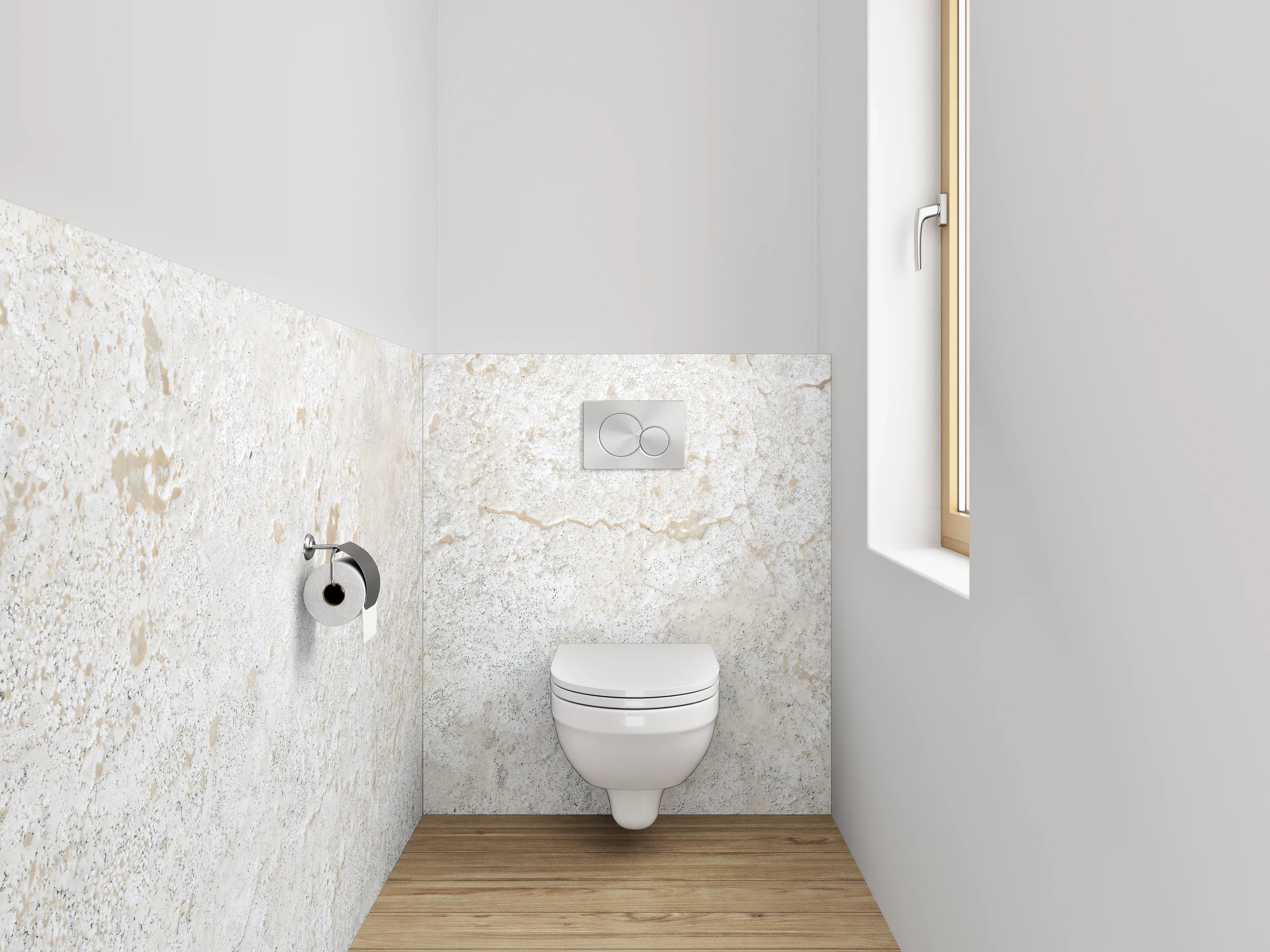 WC-Rückwand - Helle Wandstruktur in Weiß und Grau