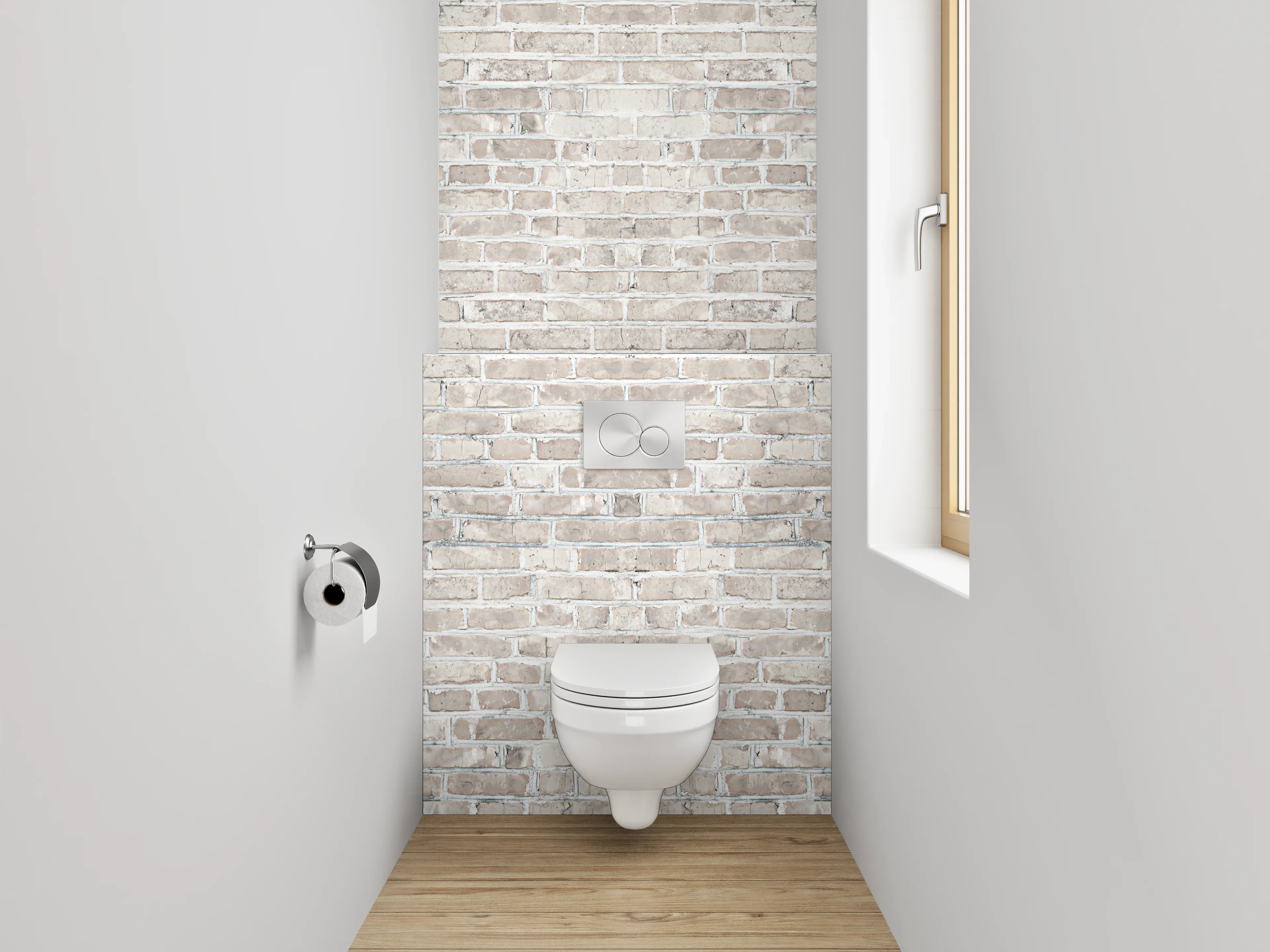 WC-Rückwand - Helle Ziegelsteinwand