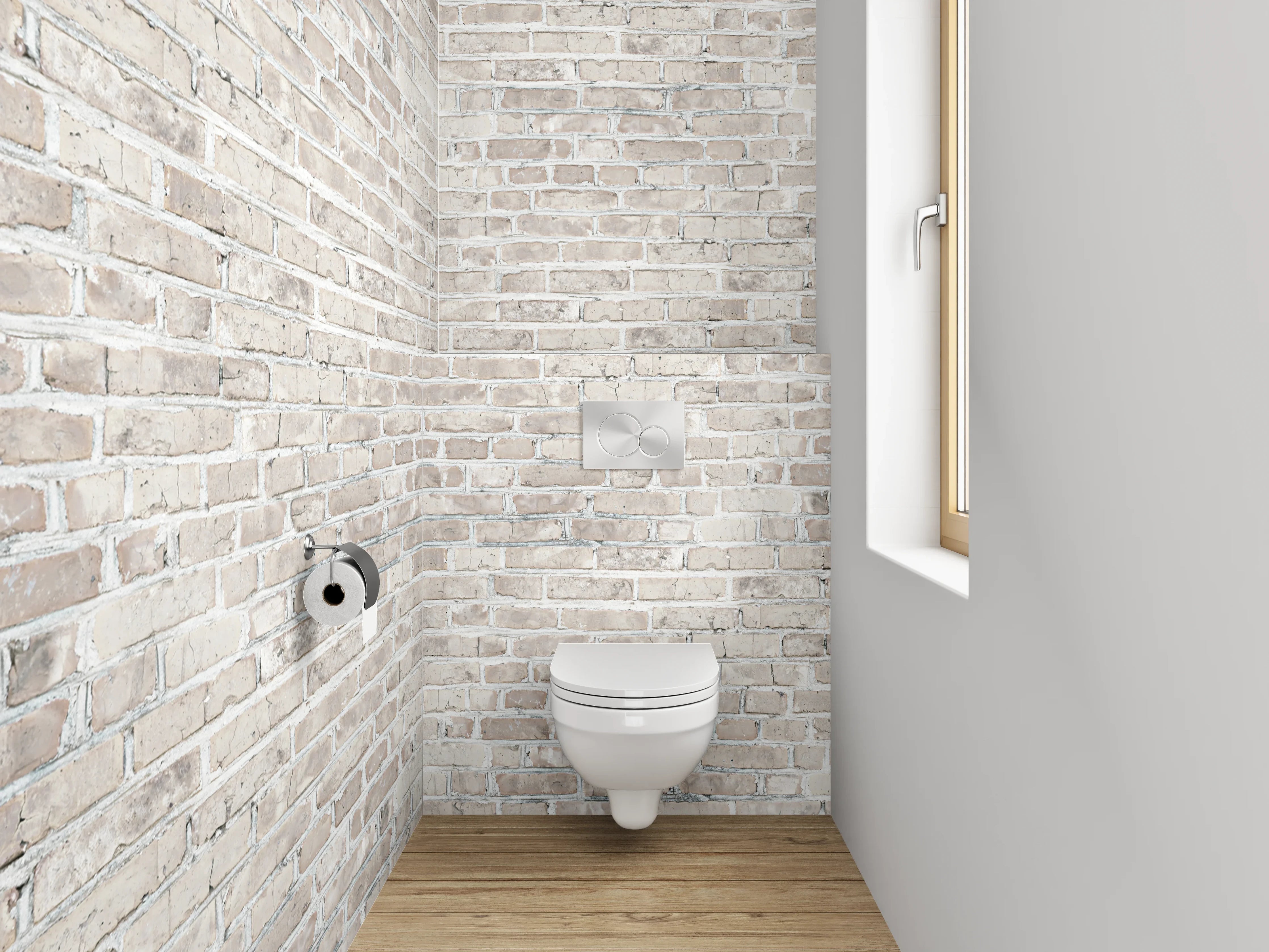 WC-Rückwand - Helle Ziegelsteinwand