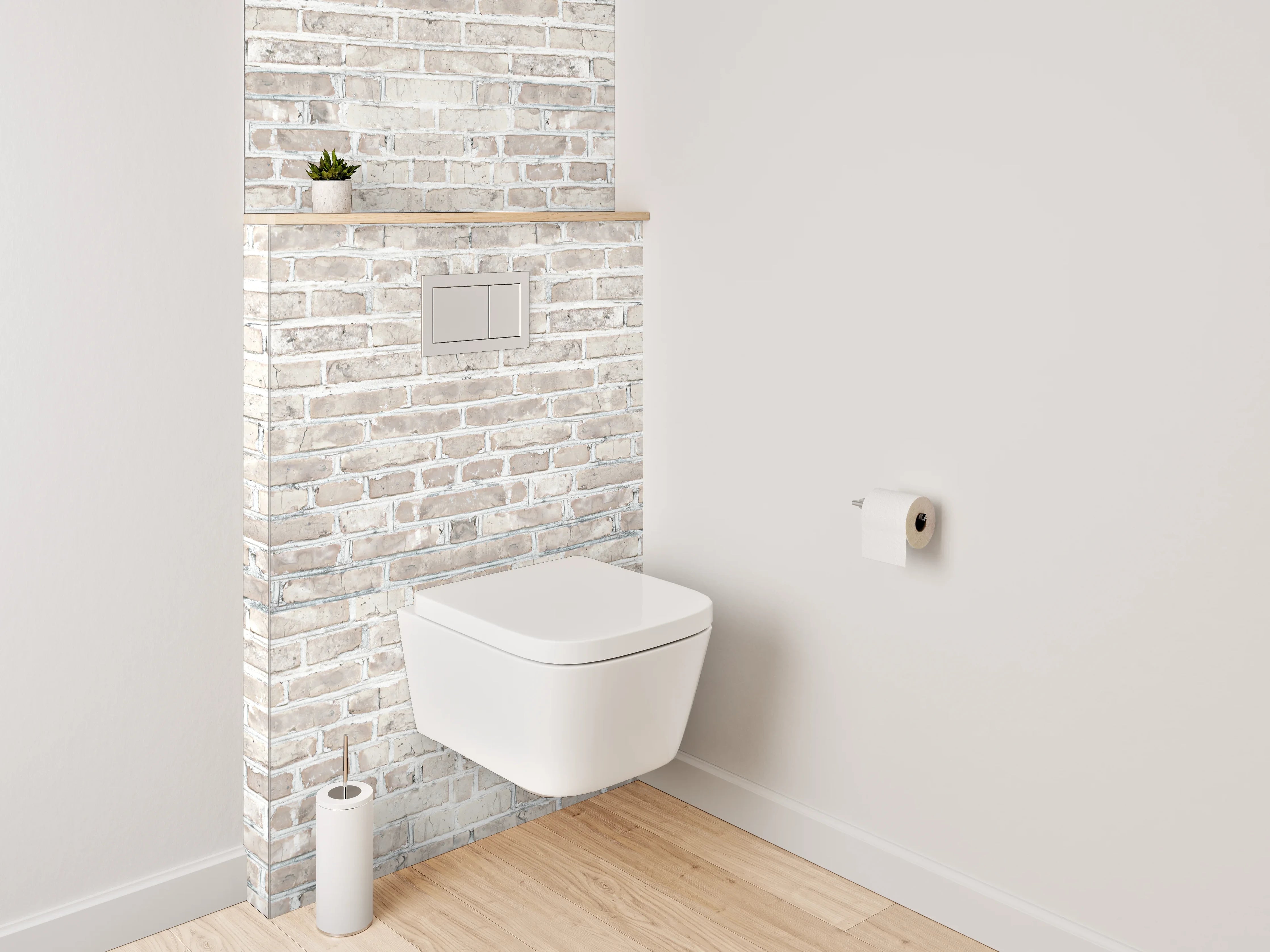 WC-Rückwand - Helle Ziegelsteinwand