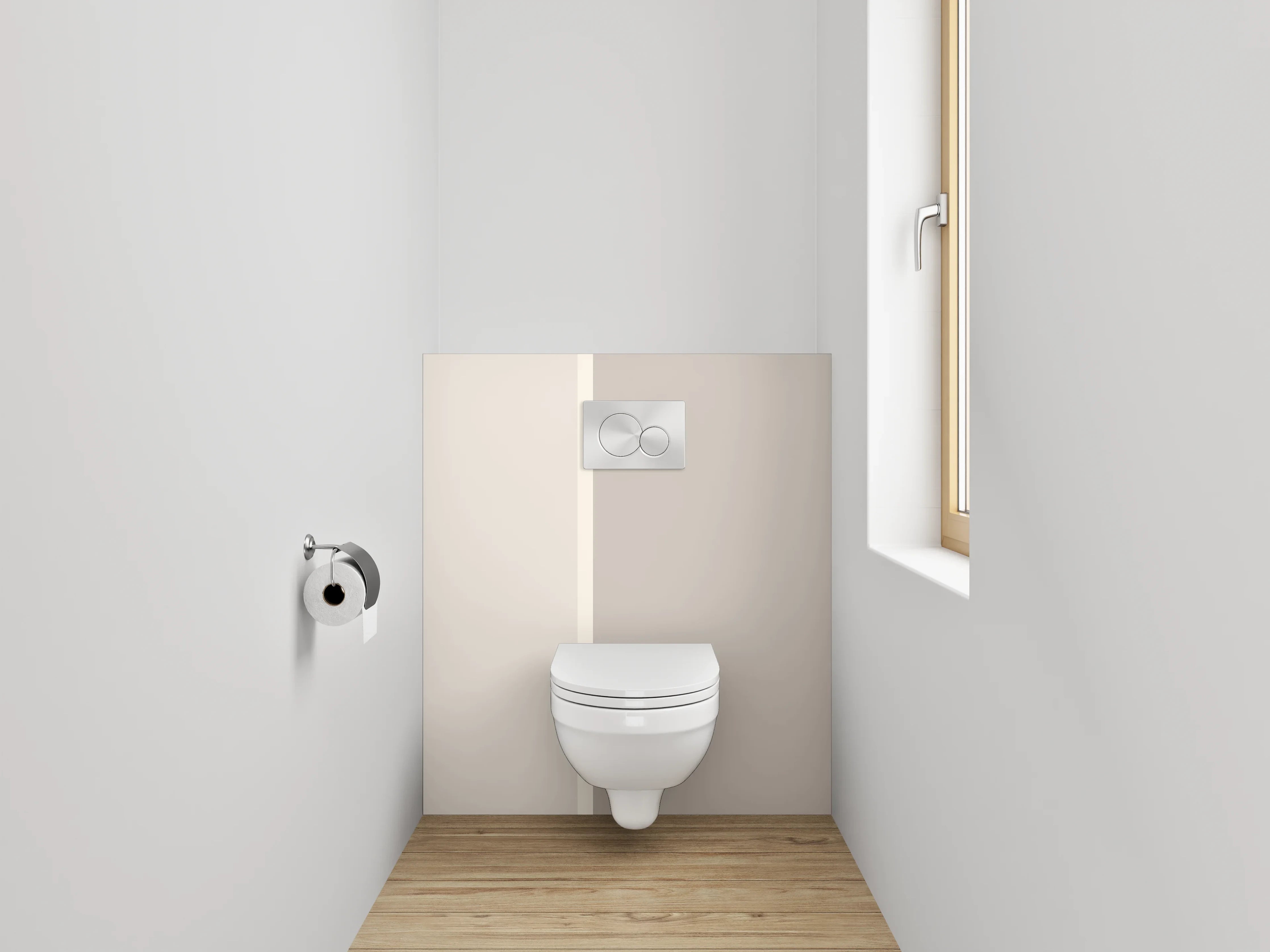 WC-Rückwand - Helle, neutrale Farbtöne in Beige und Grau