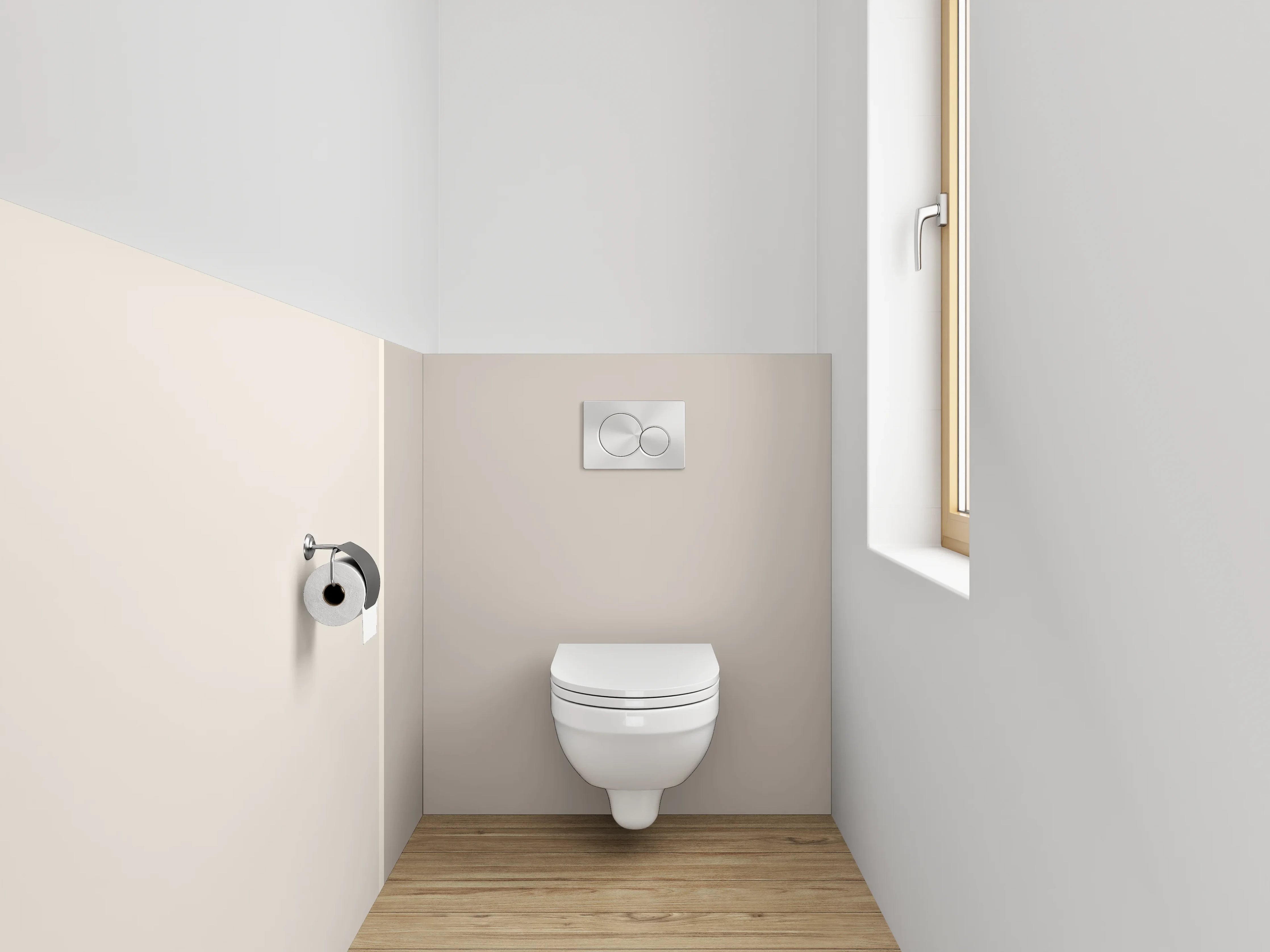 WC-Rückwand - Helle, neutrale Farbtöne in Beige und Grau