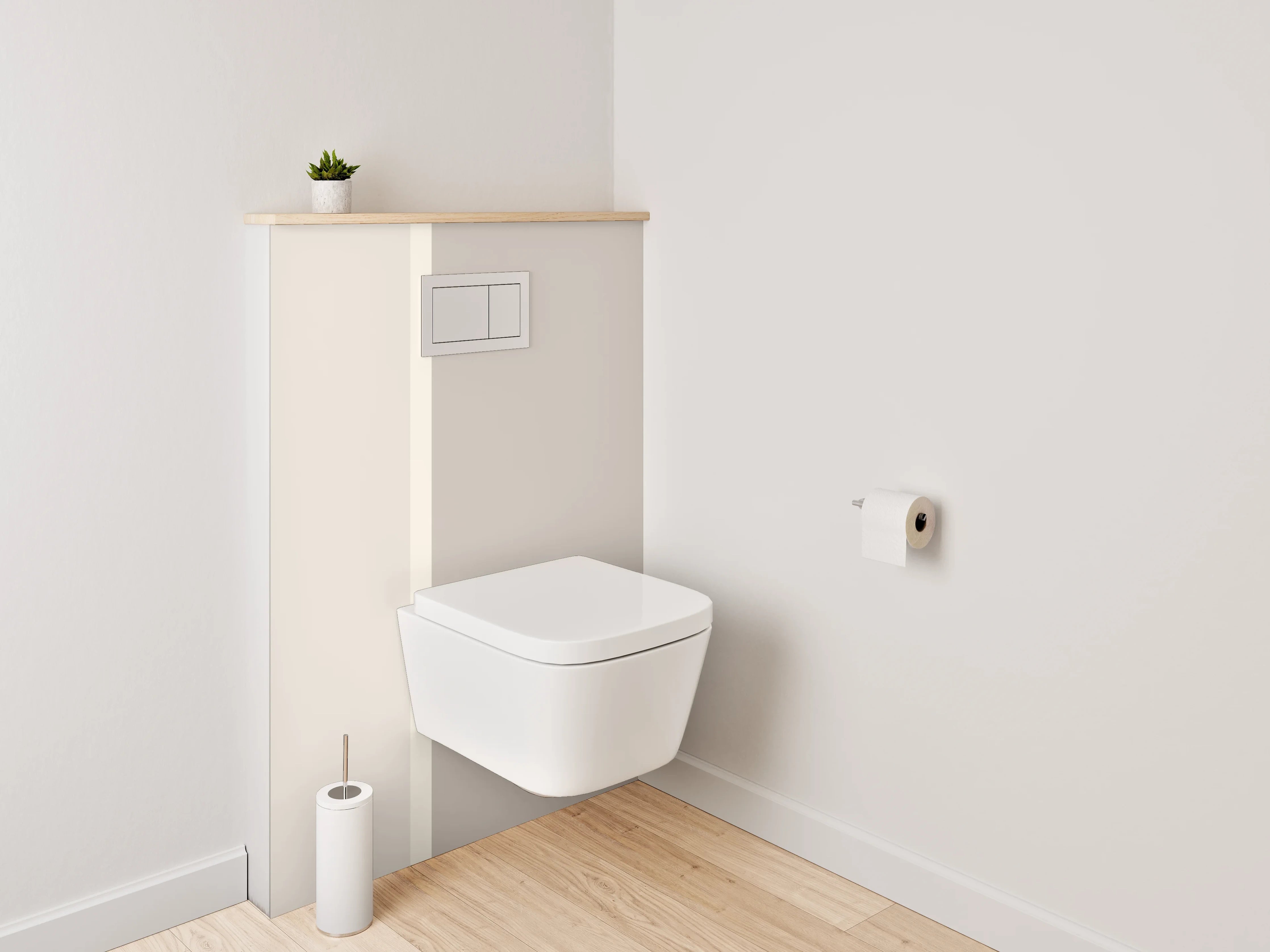 WC-Rückwand - Helle, neutrale Farbtöne in Beige und Grau