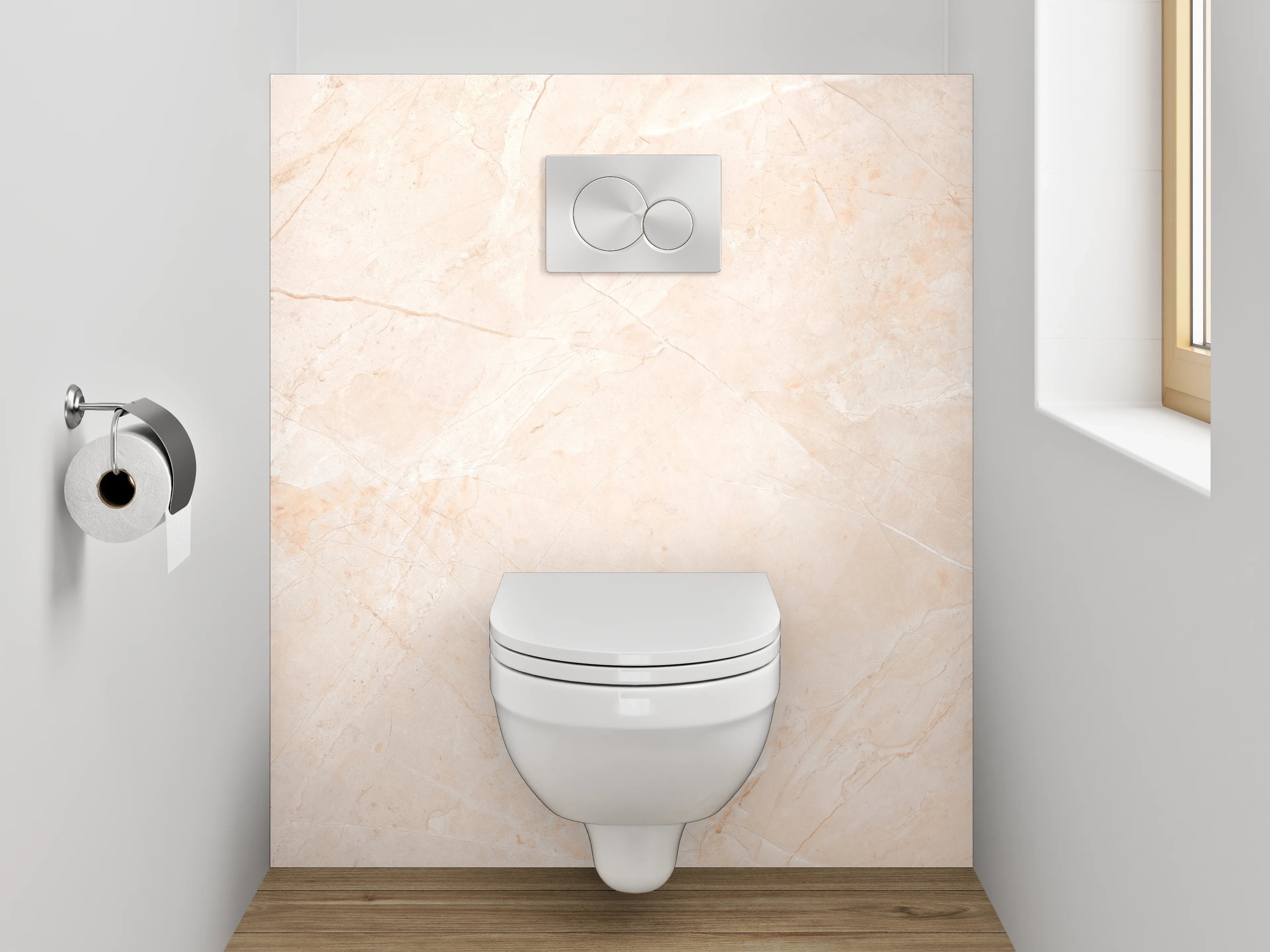 WC-Rückwand - Hellem Grau-Marmor mit zarter Maserung