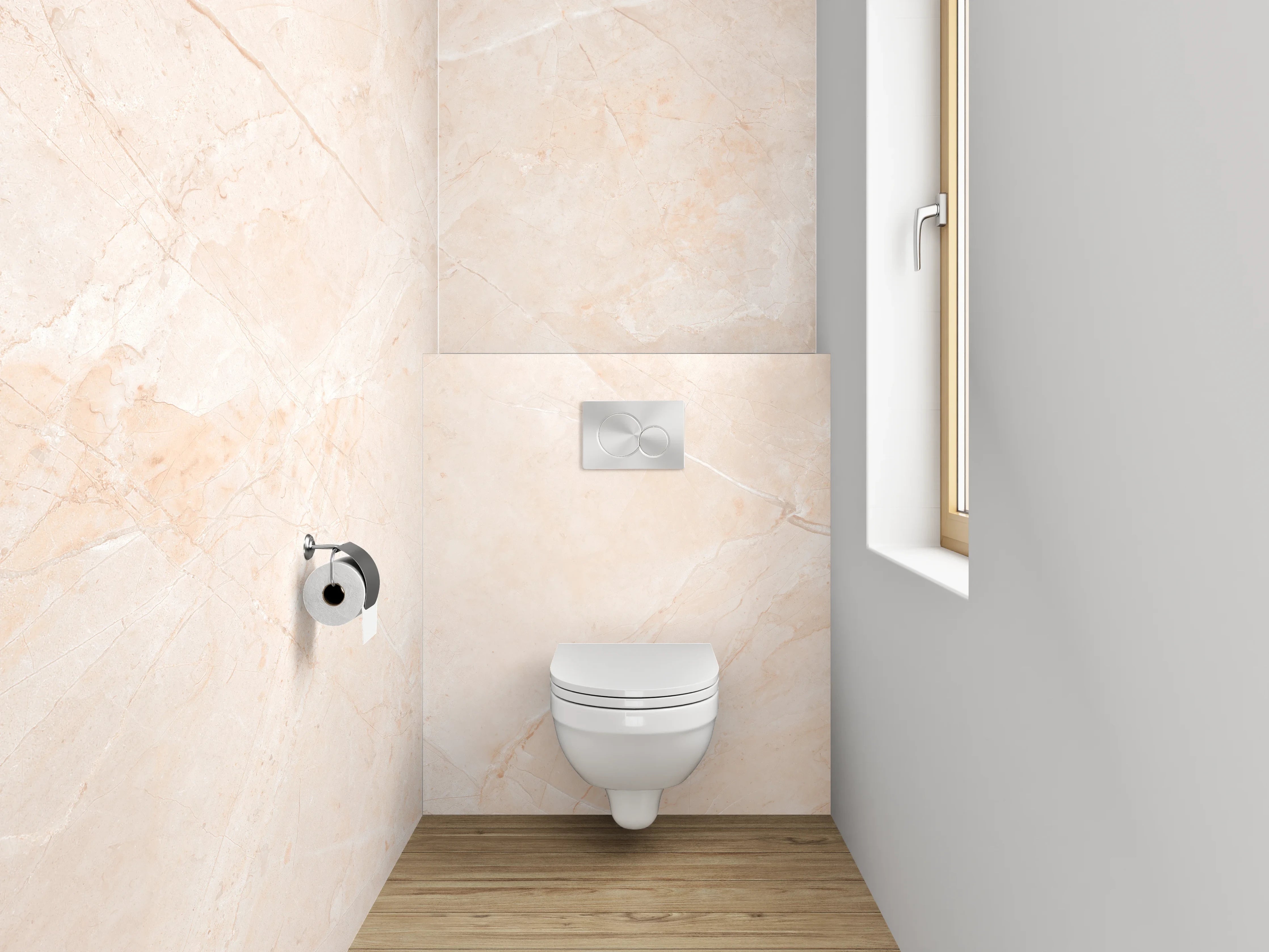 WC-Rückwand - Hellem Grau-Marmor mit zarter Maserung