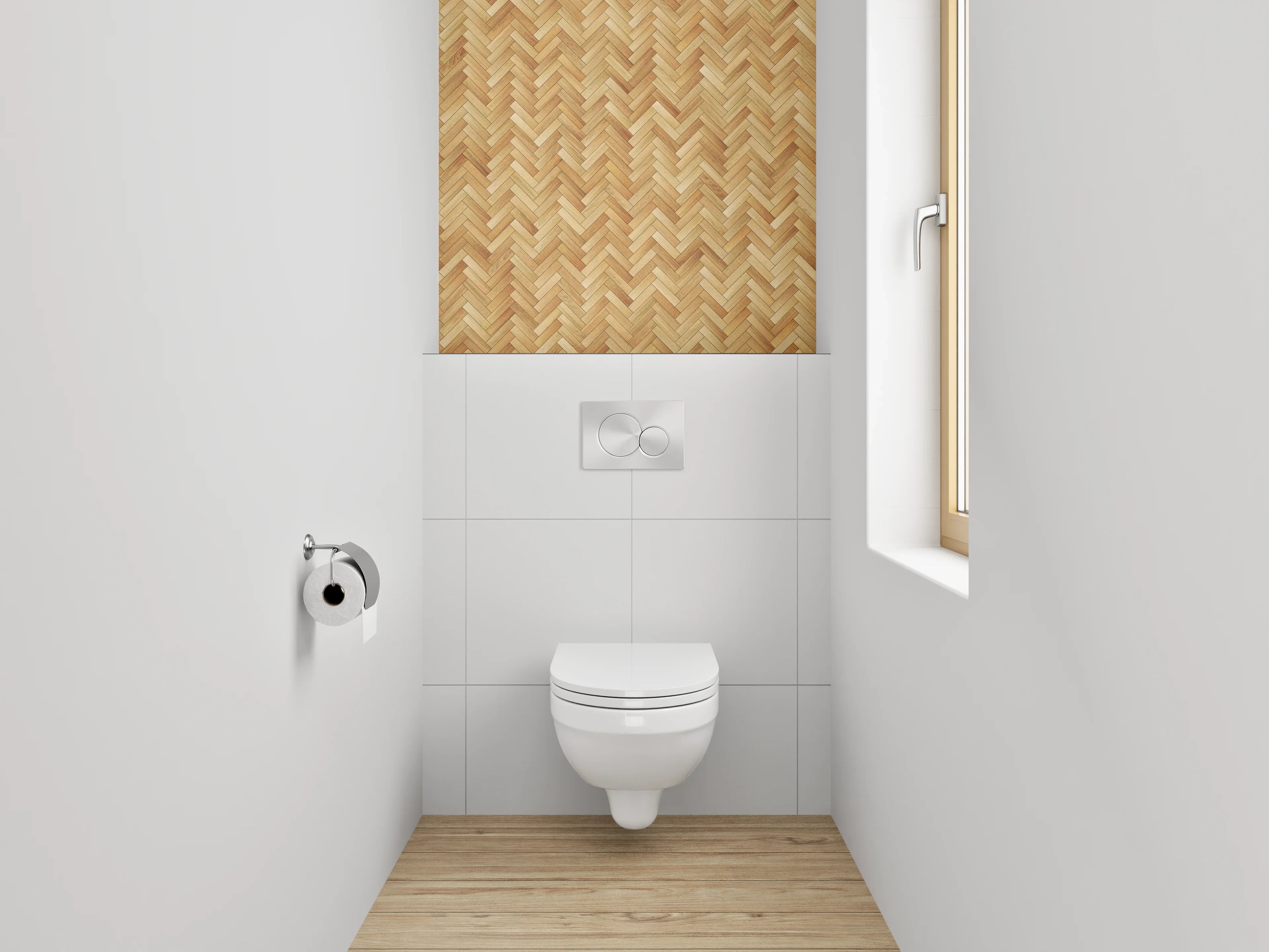 WC-Rückwand - Heller Fischgrät Holz Muster