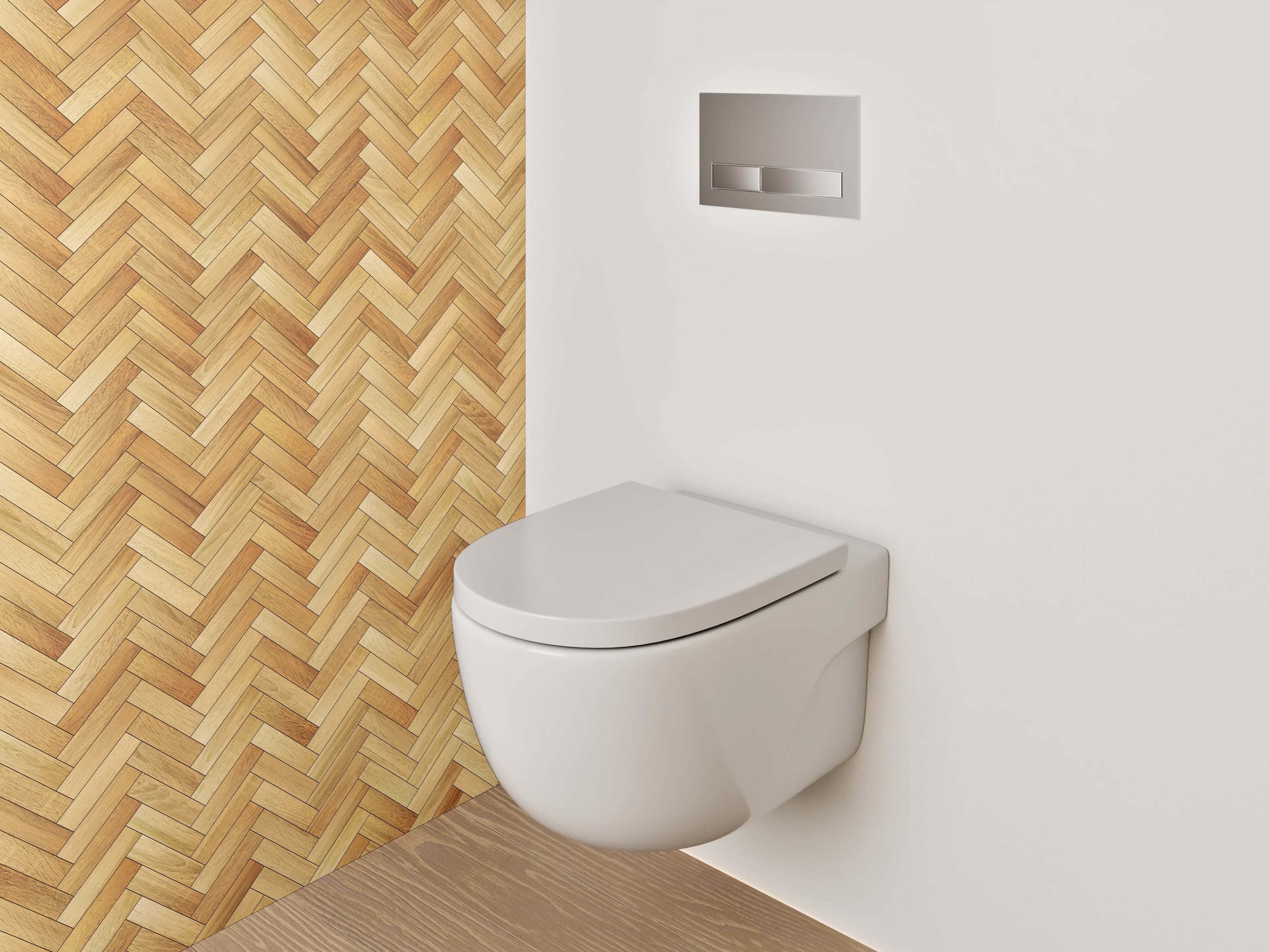 WC-Rückwand - Heller Fischgrät Holz Muster