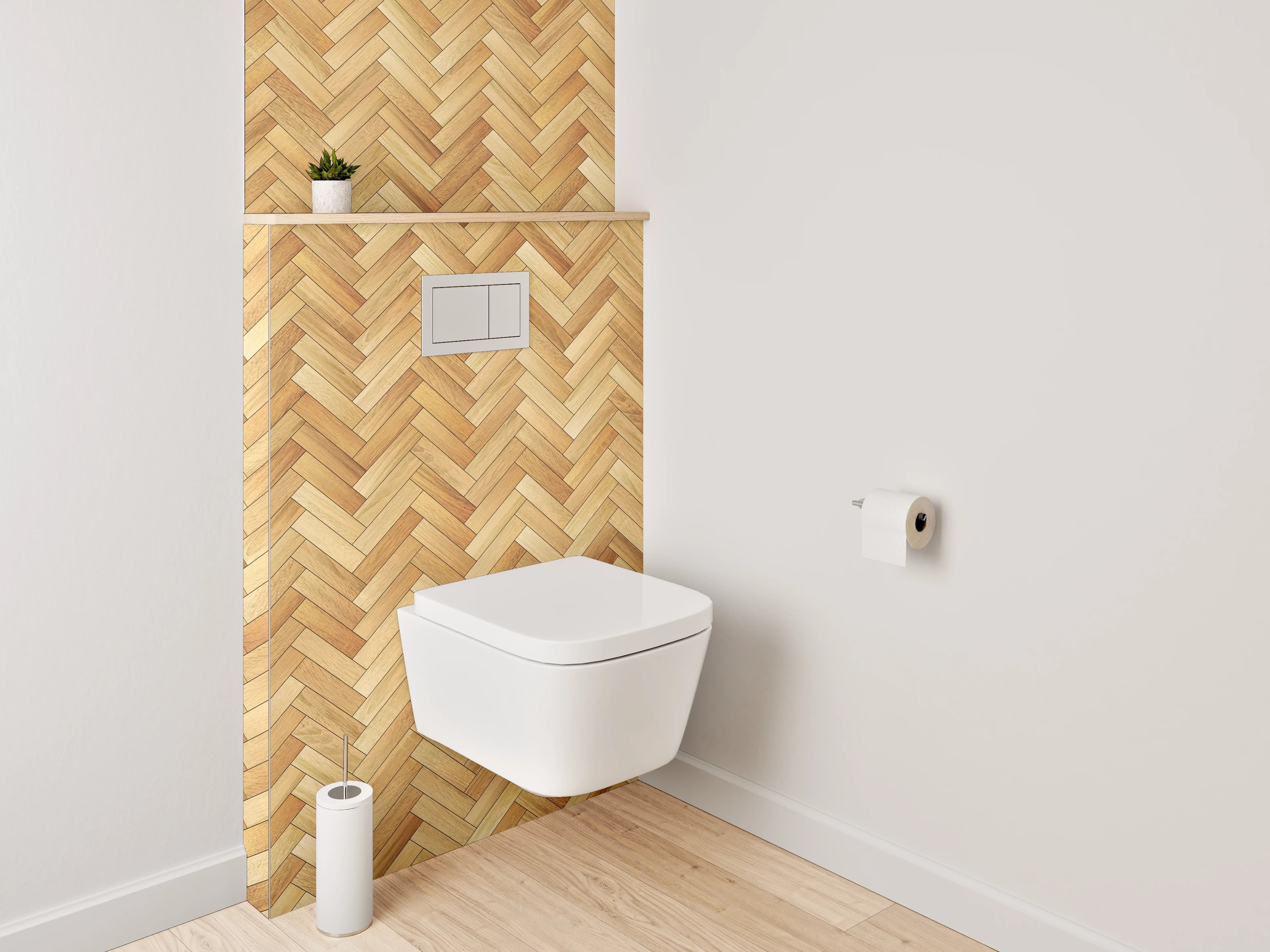 WC-Rückwand - Heller Fischgrät Holz Muster