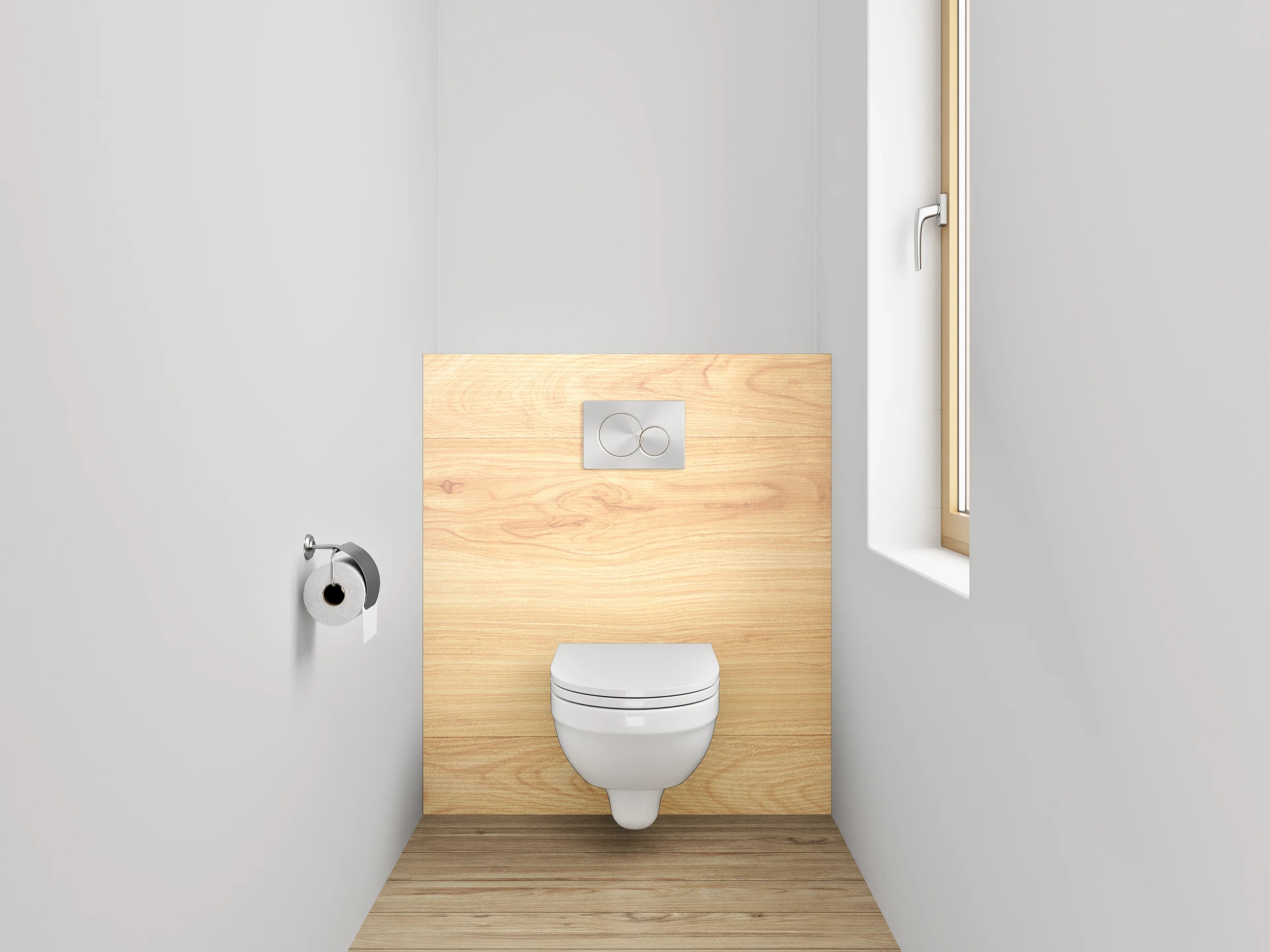 WC-Rückwand - Heller Holzfußboden in Naturfarben