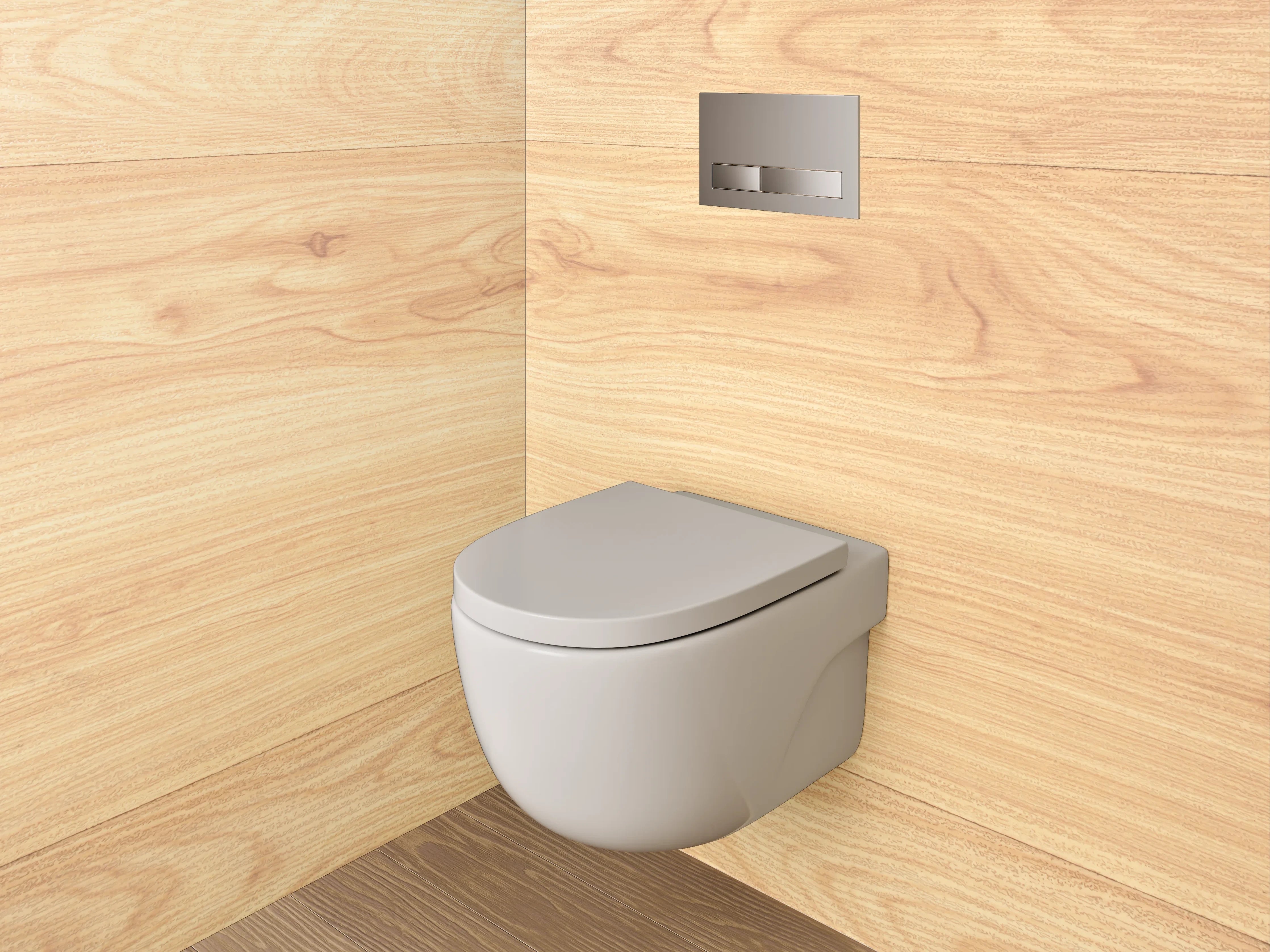 WC-Rückwand - Heller Holzfußboden in Naturfarben