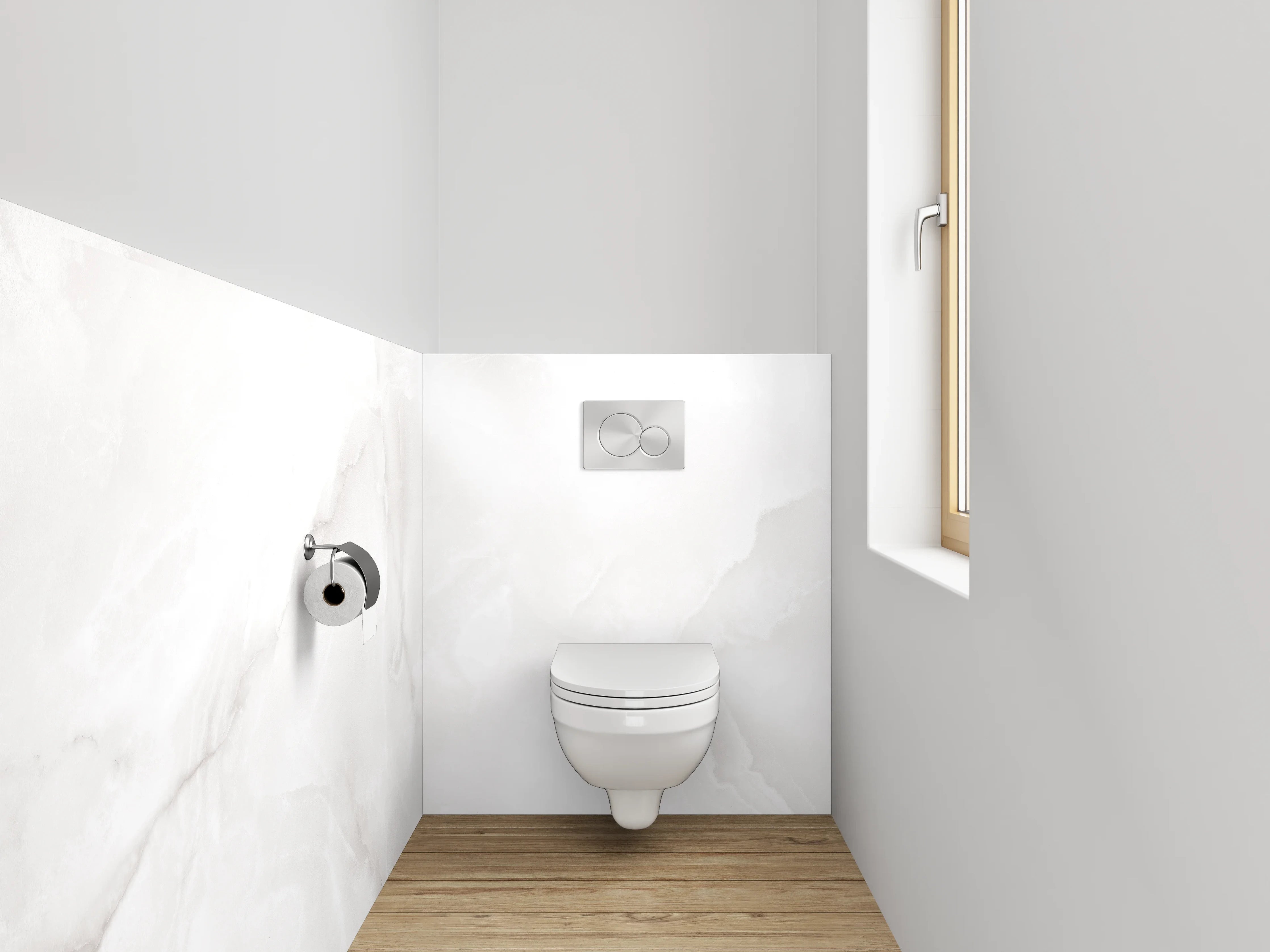 WC-Rückwand - Heller Marmor-Look Wanddekor Weiß Grau