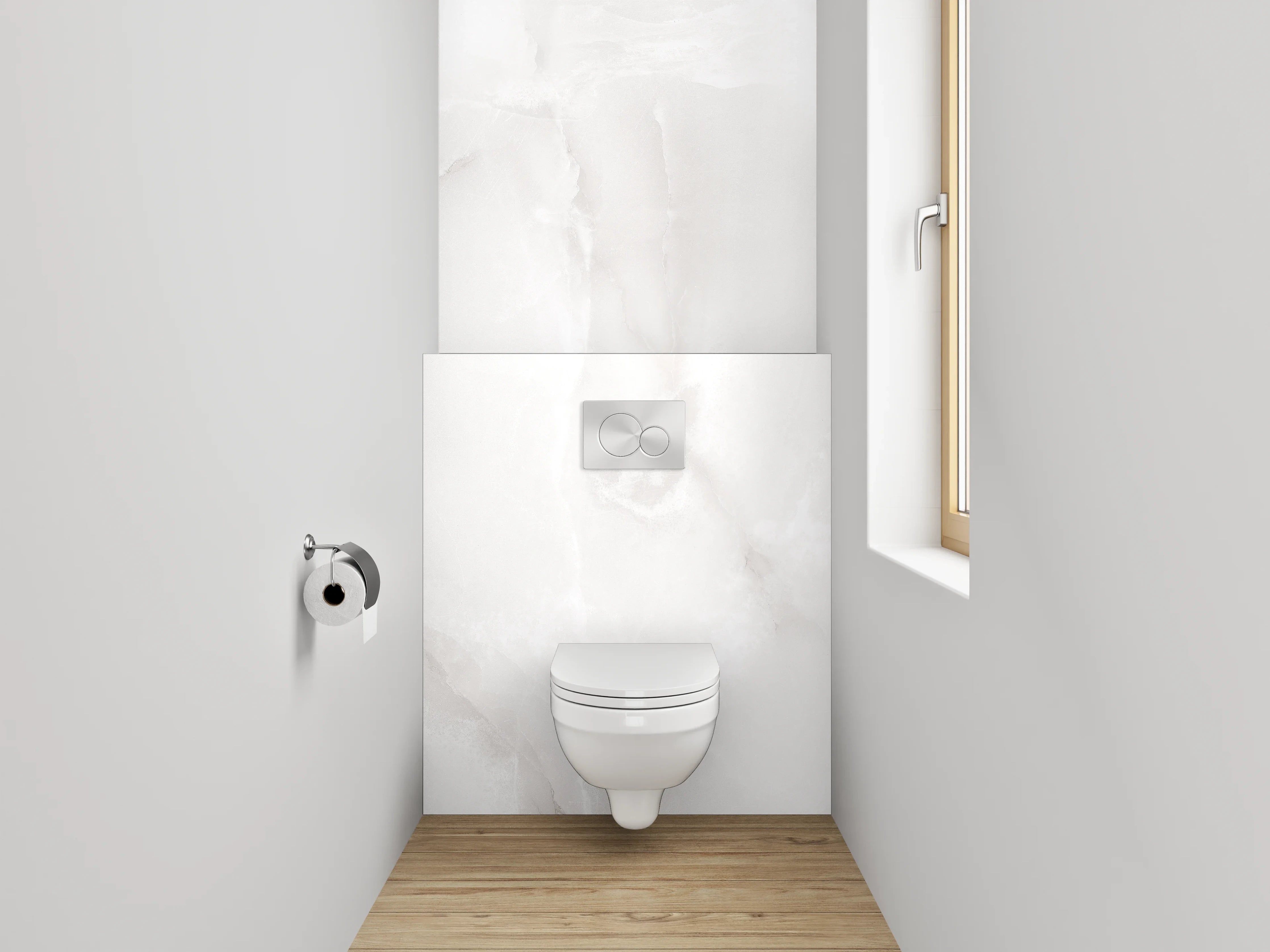 WC-Rückwand - Heller Marmor-Look Wanddekor Weiß Grau