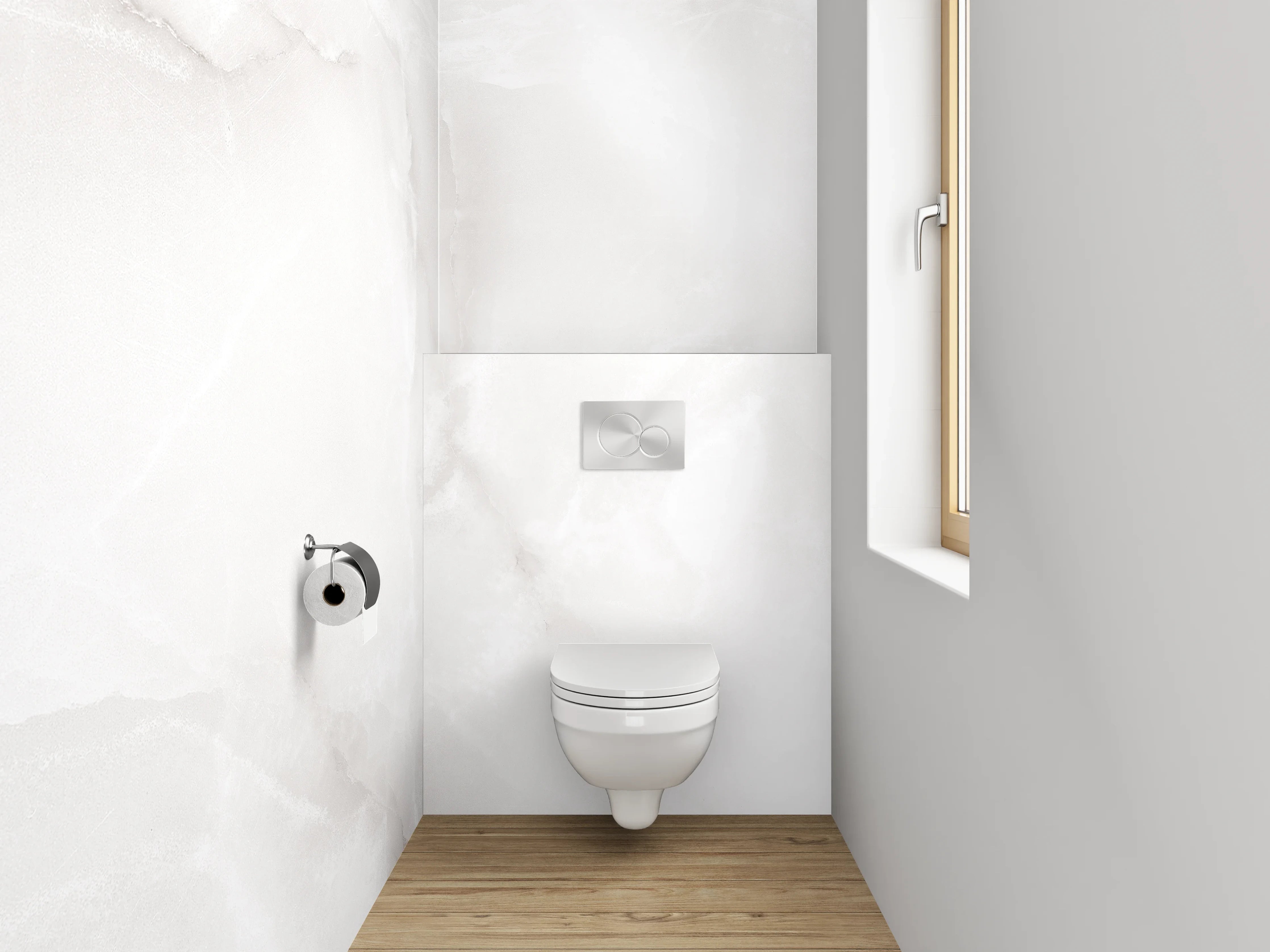 WC-Rückwand - Heller Marmor-Look Wanddekor Weiß Grau