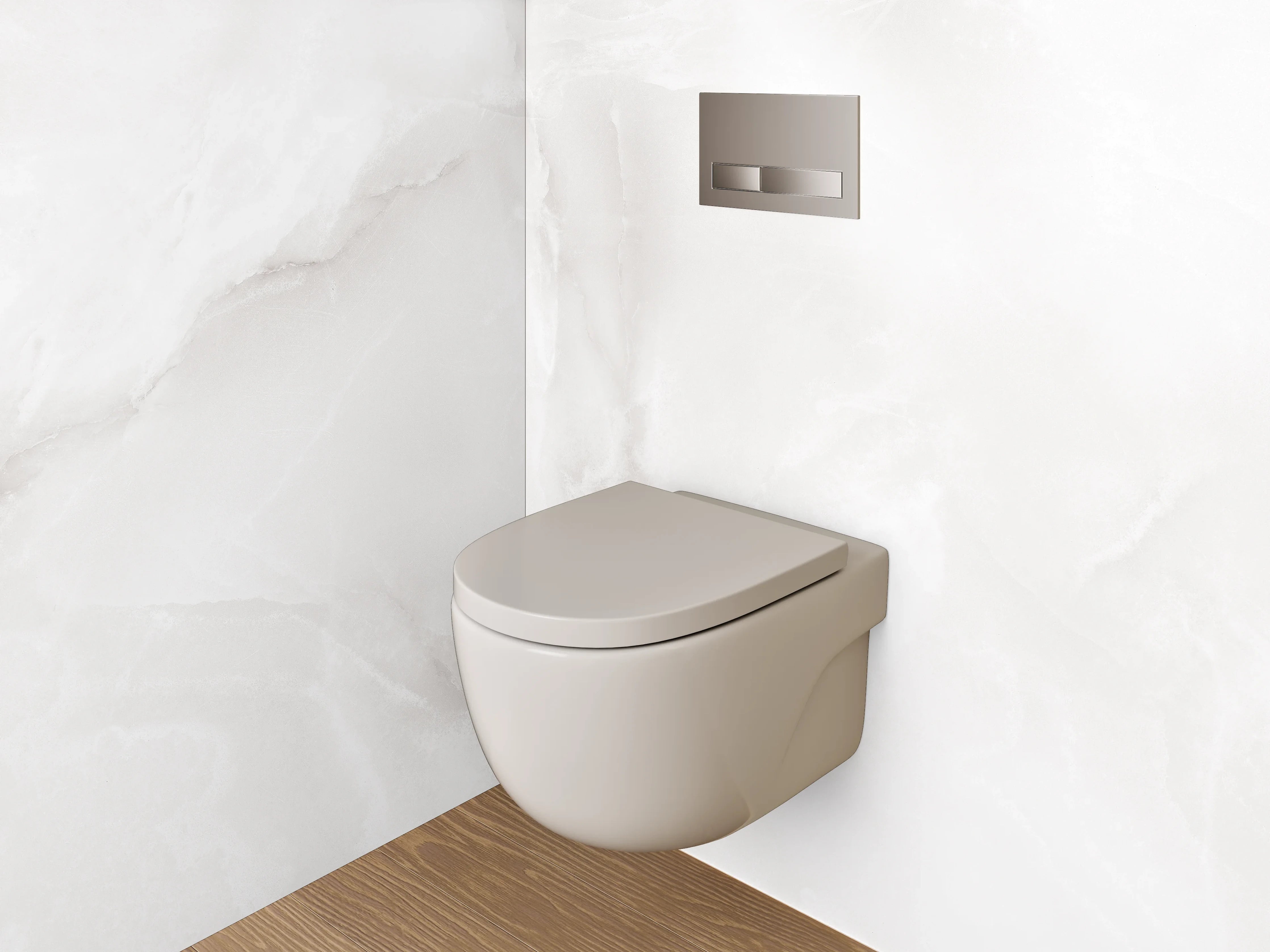 WC-Rückwand - Heller Marmor-Look Wanddekor Weiß Grau