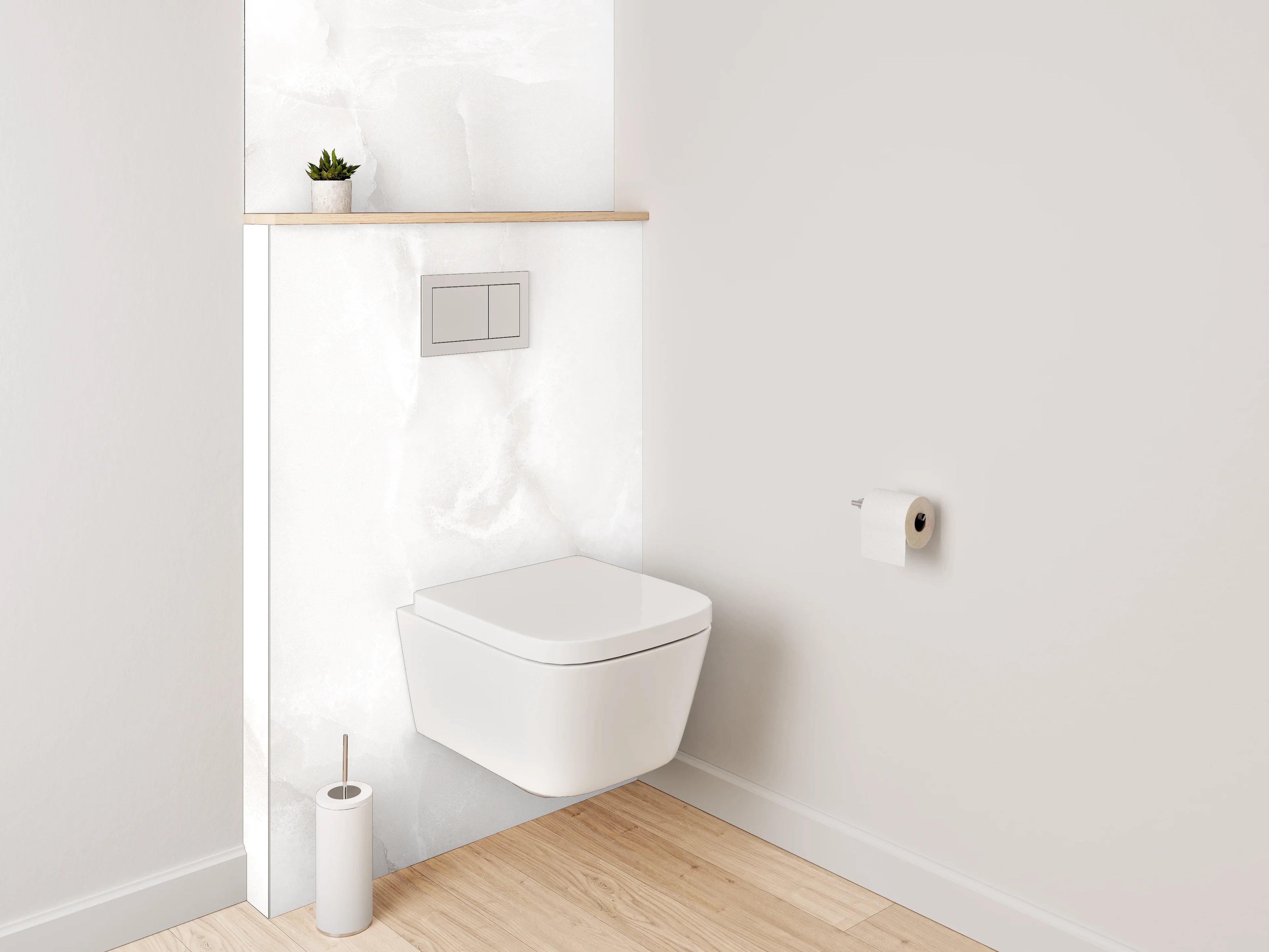 WC-Rückwand - Heller Marmor-Look Wanddekor Weiß Grau