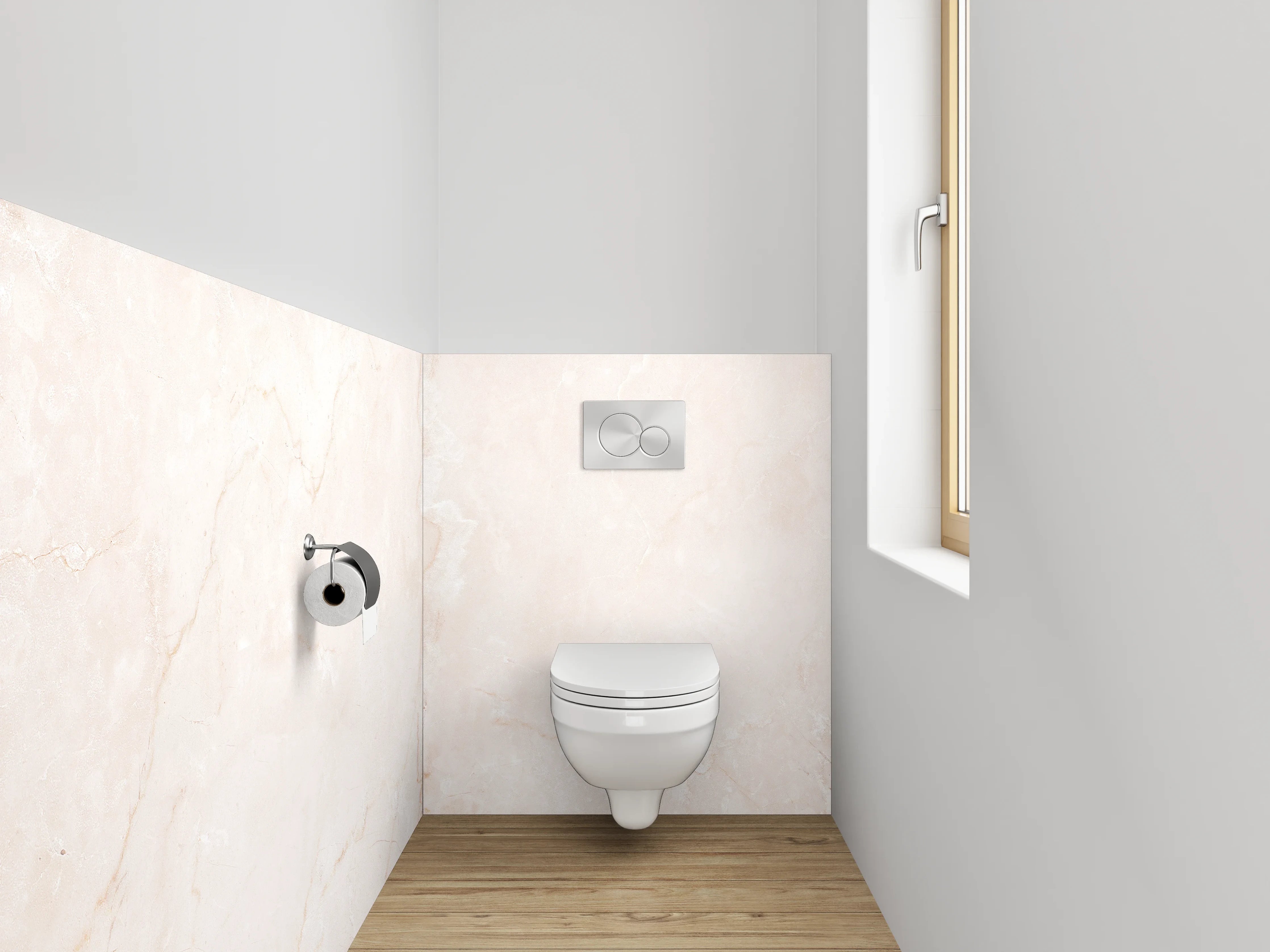 WC-Rückwand - Heller Marmor mit feiner Maserung