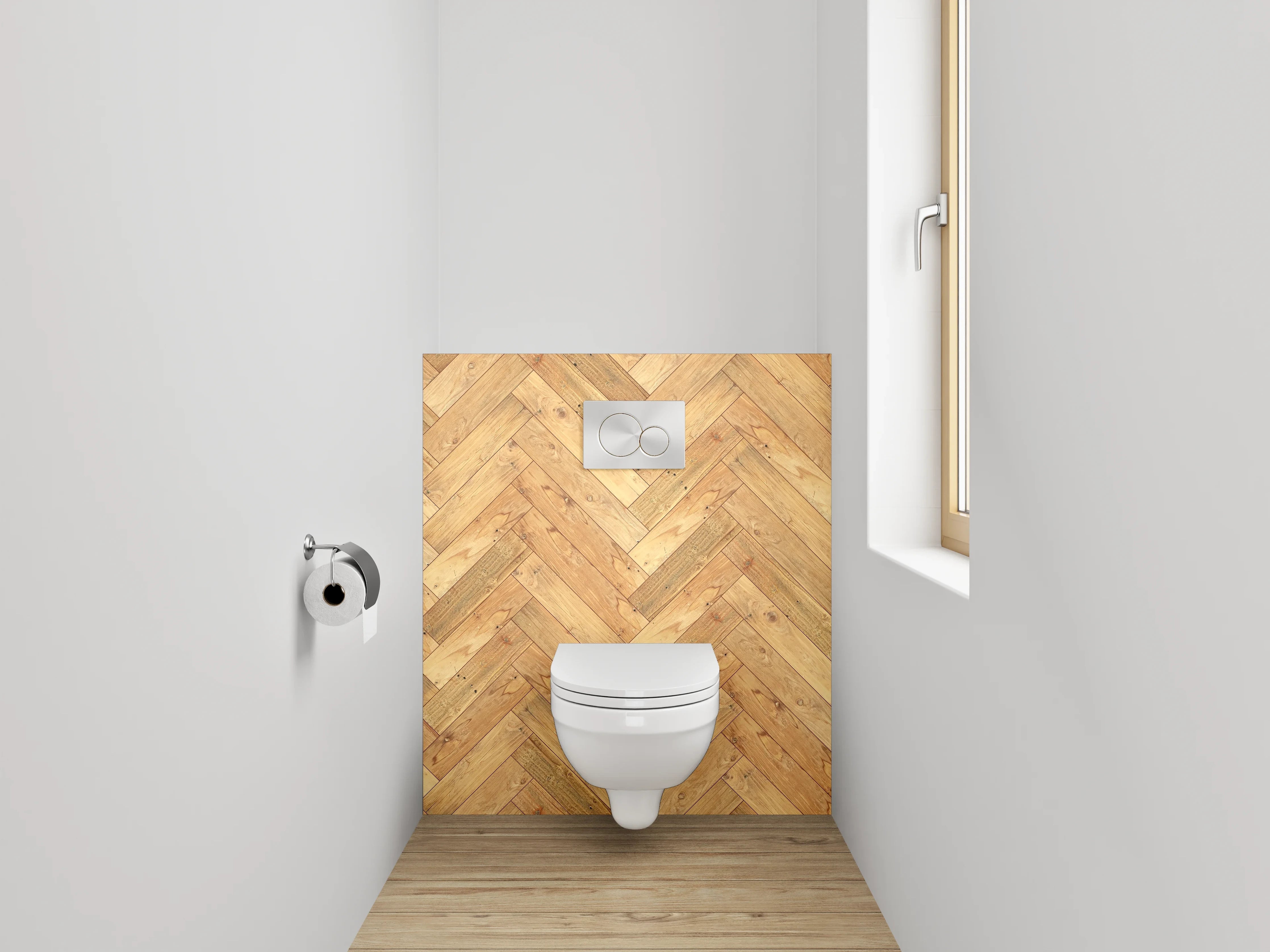 WC-Rückwand - Helles Fischgrät Holz Muster