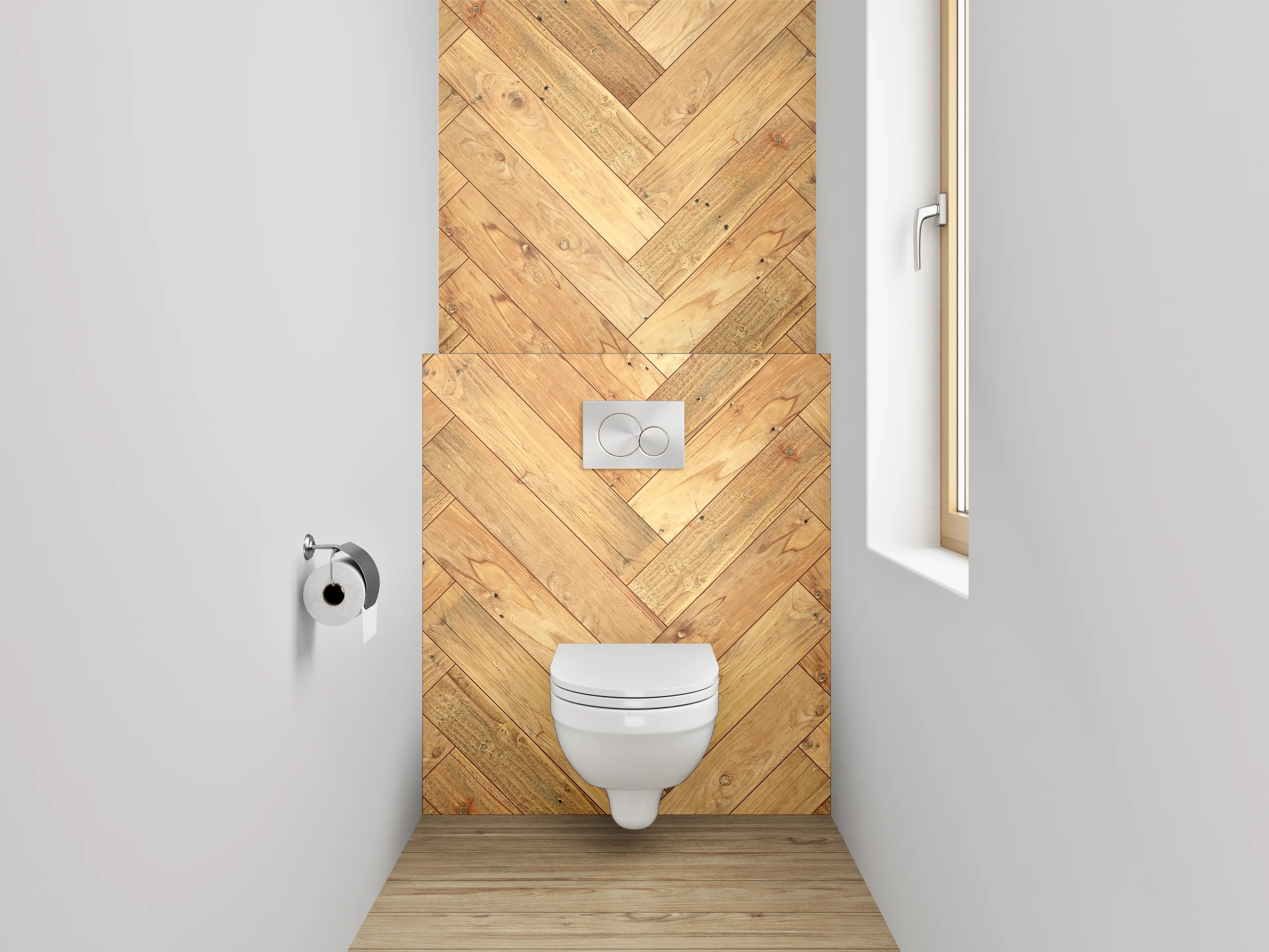 WC-Rückwand - Helles Fischgrät Holz Muster