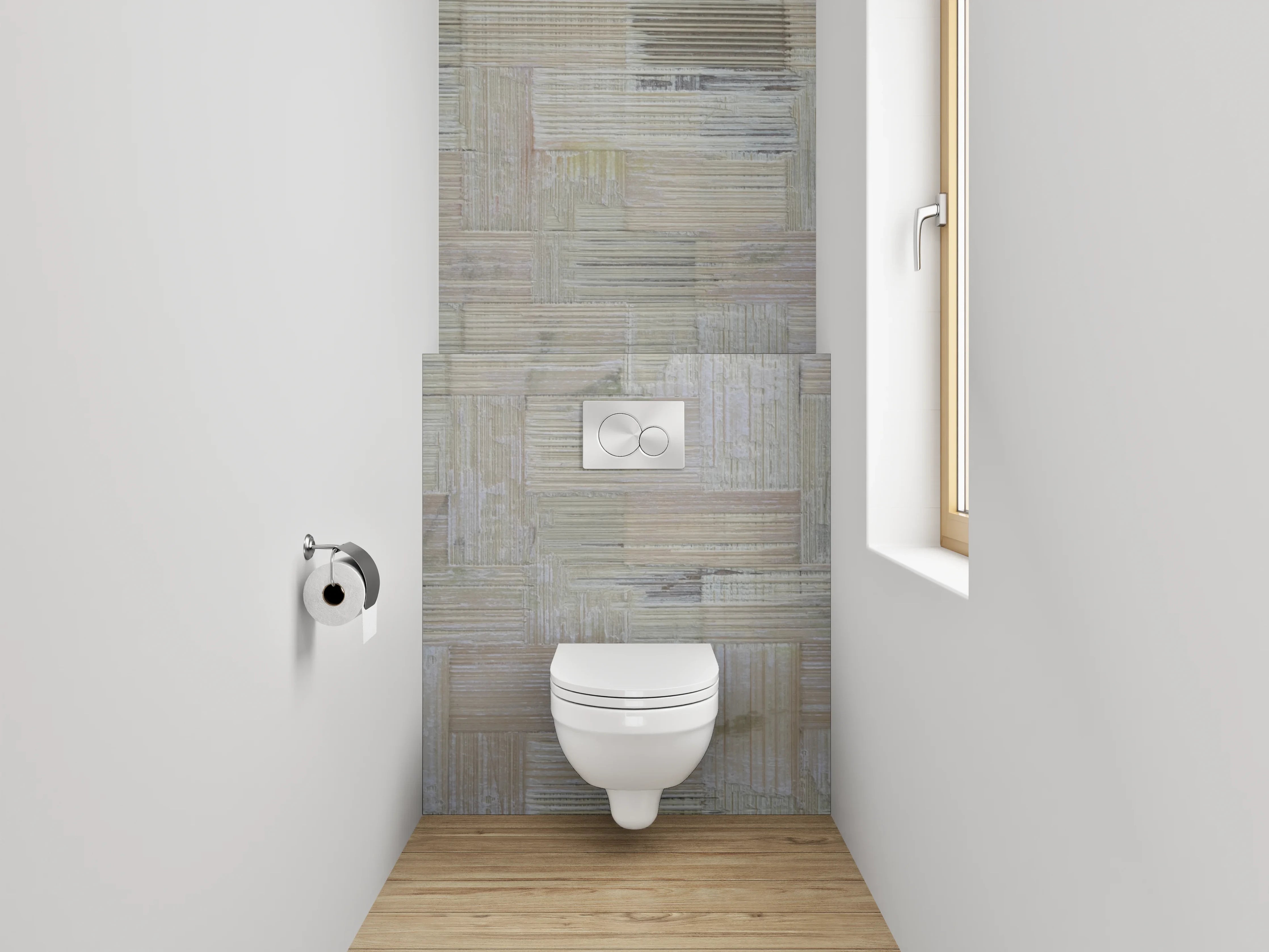 WC-Rückwand - Helles Holz Mosaik Muster