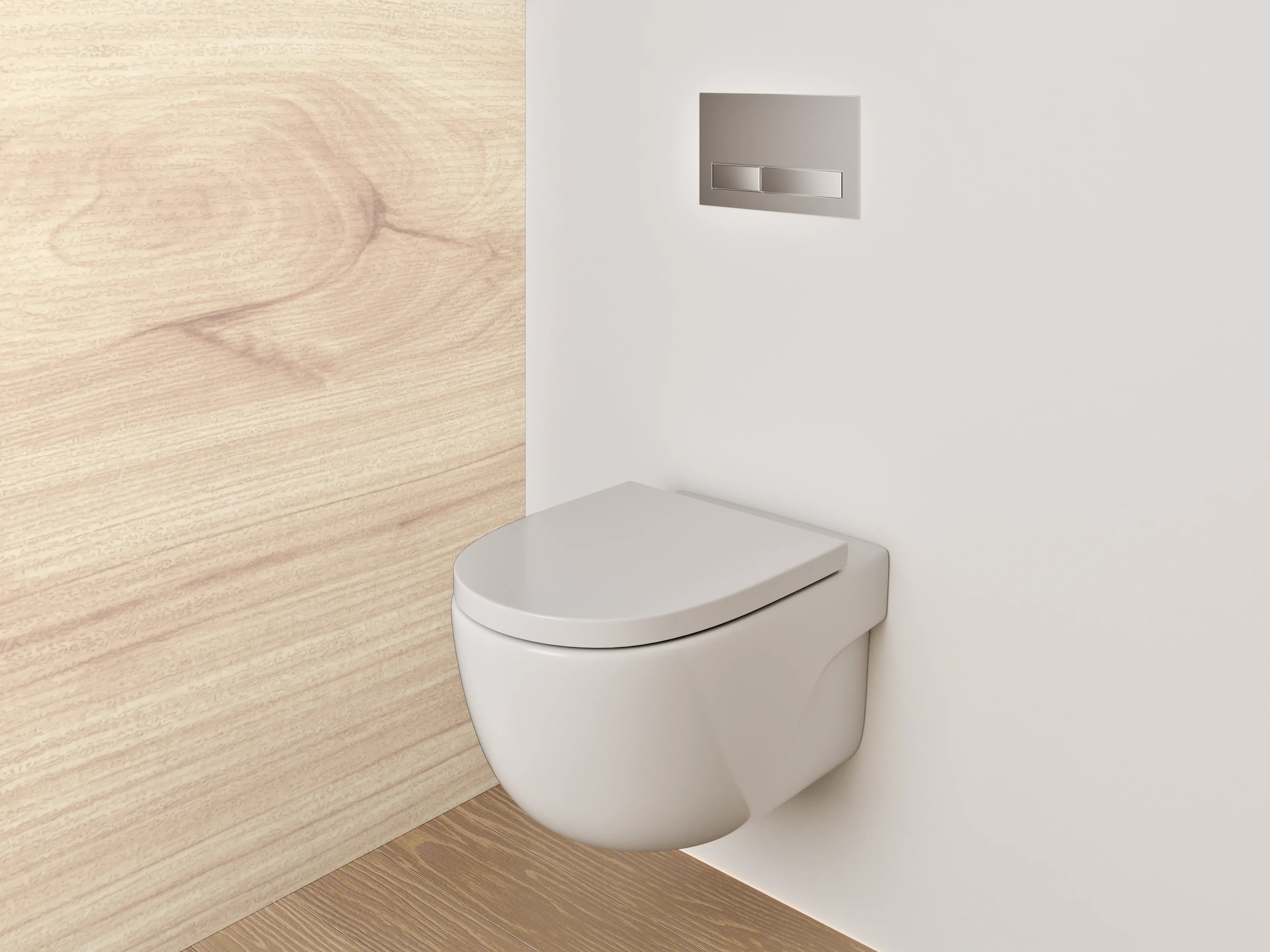 WC-Rückwand - Helles Holz mit grauer Maserung