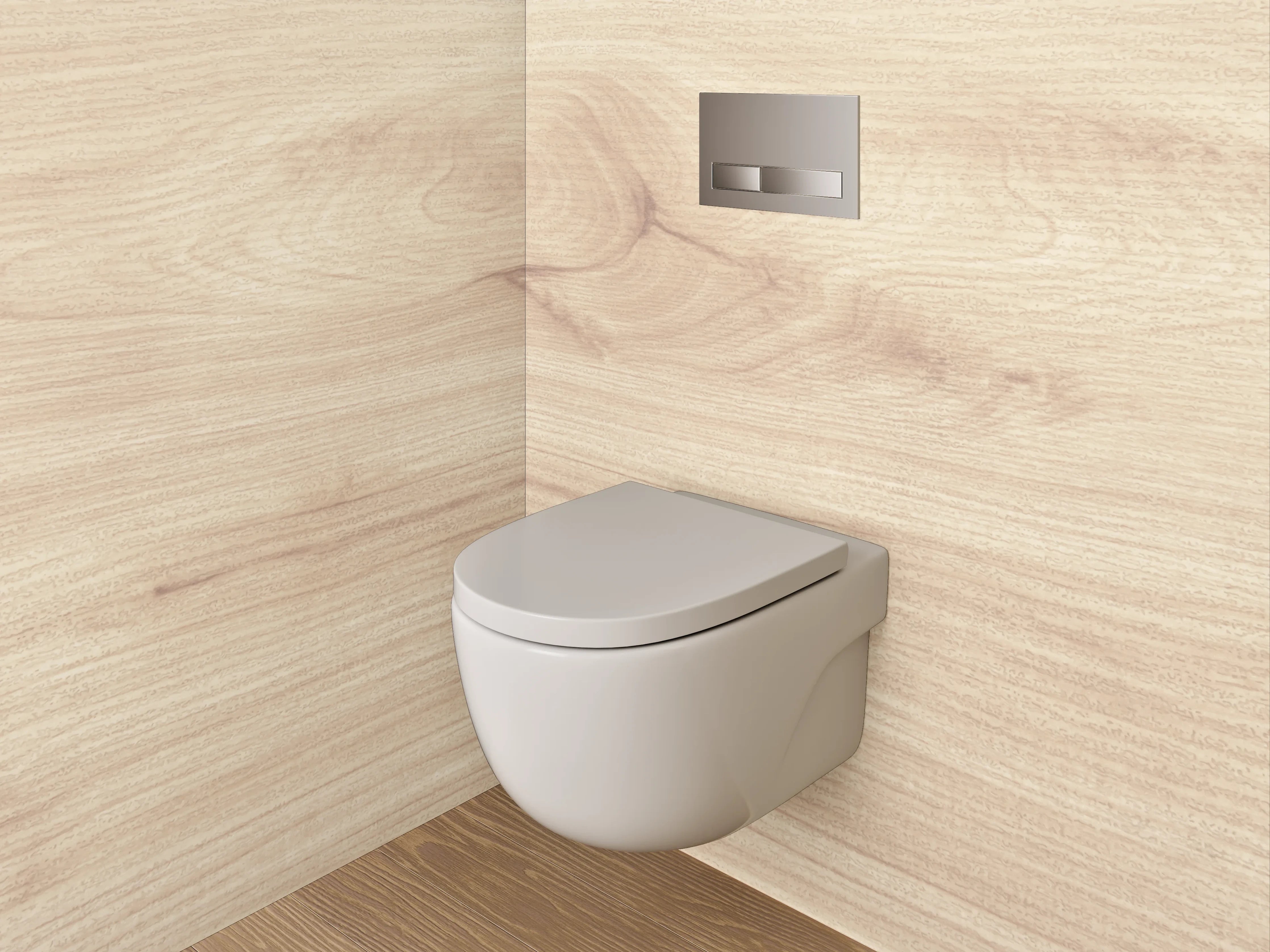 WC-Rückwand - Helles Holz mit grauer Maserung