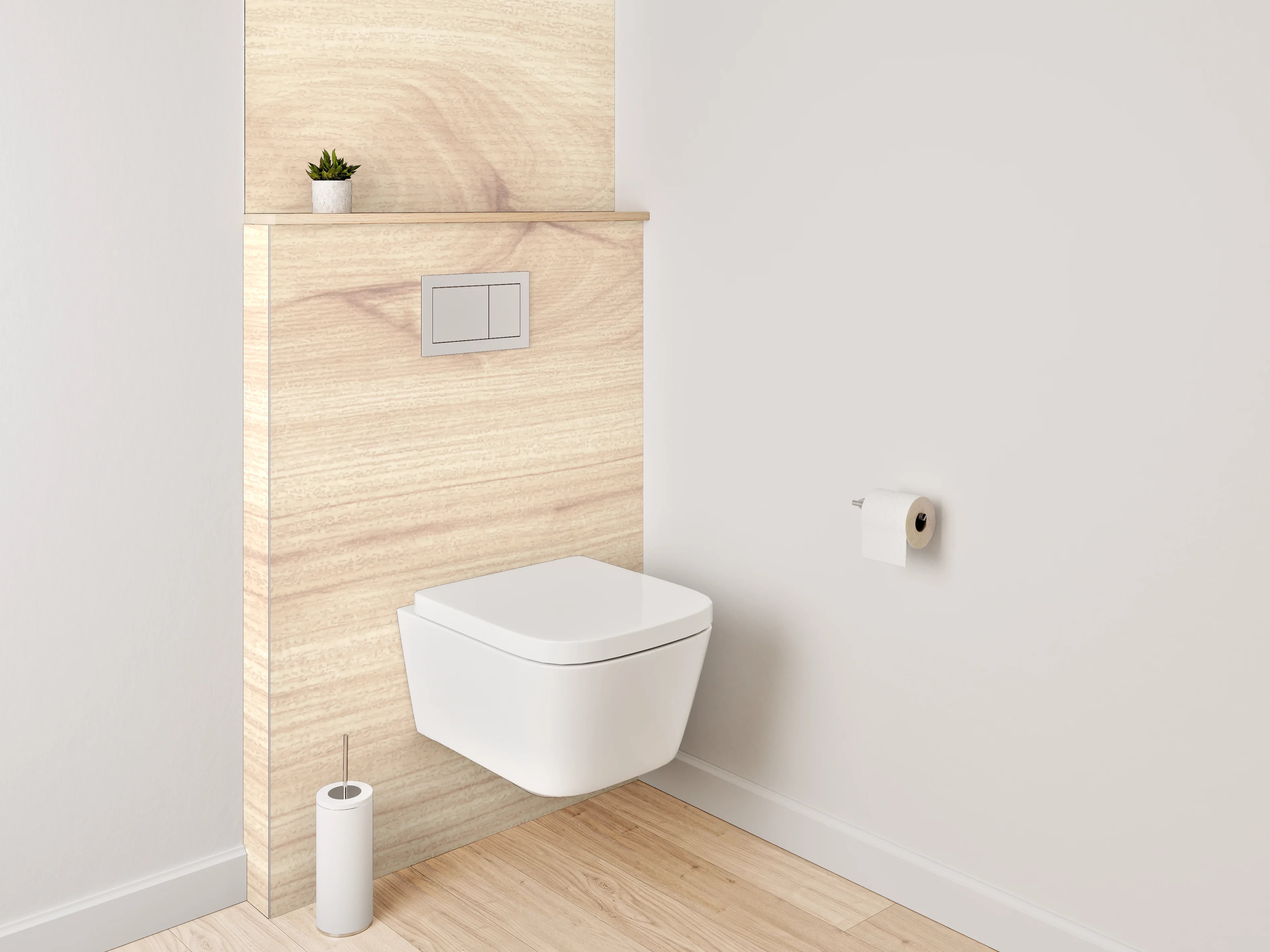 WC-Rückwand - Helles Holz mit grauer Maserung