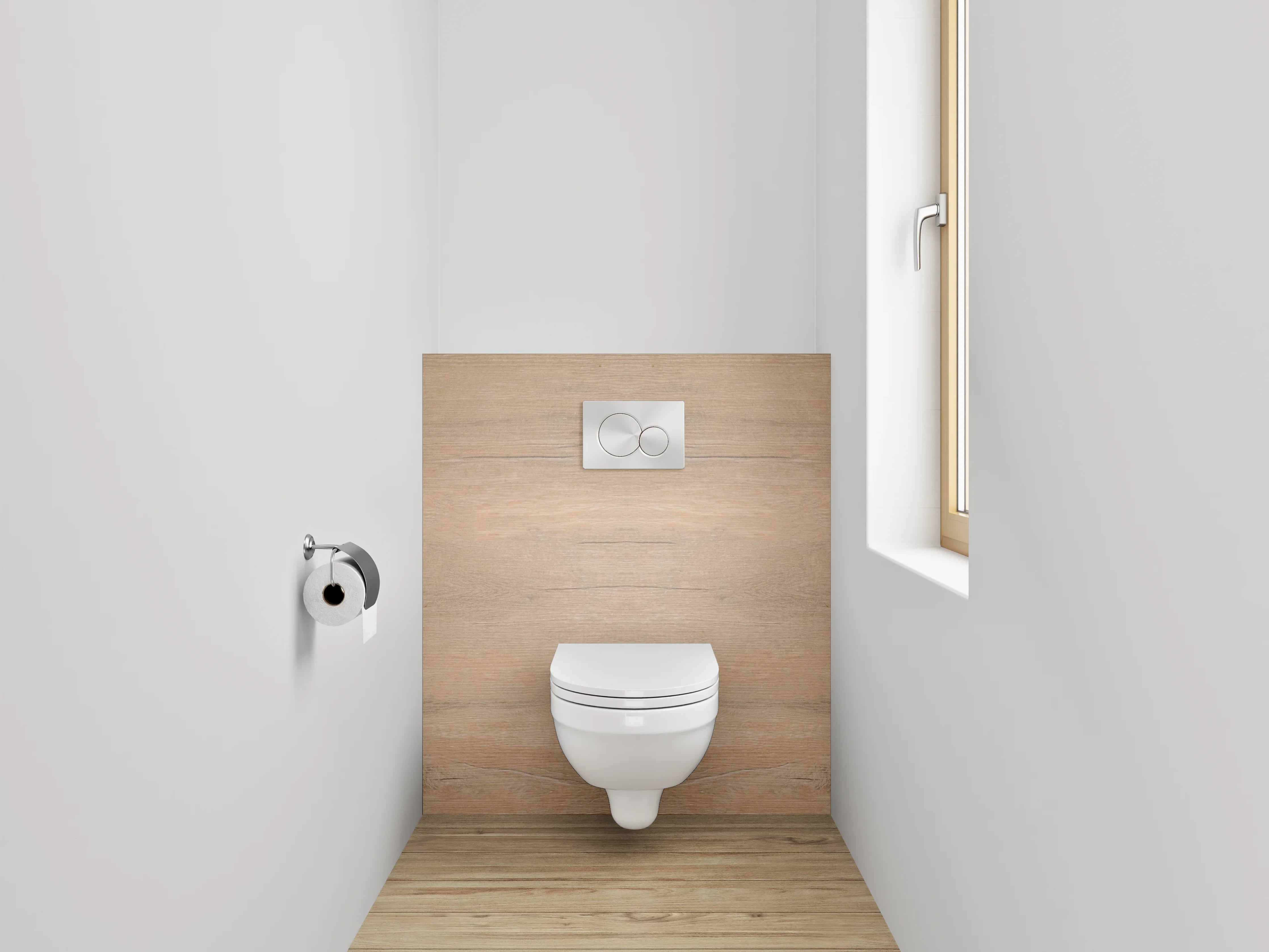 WC-Rückwand - Helles Holzboden mit natürlicher Maserung