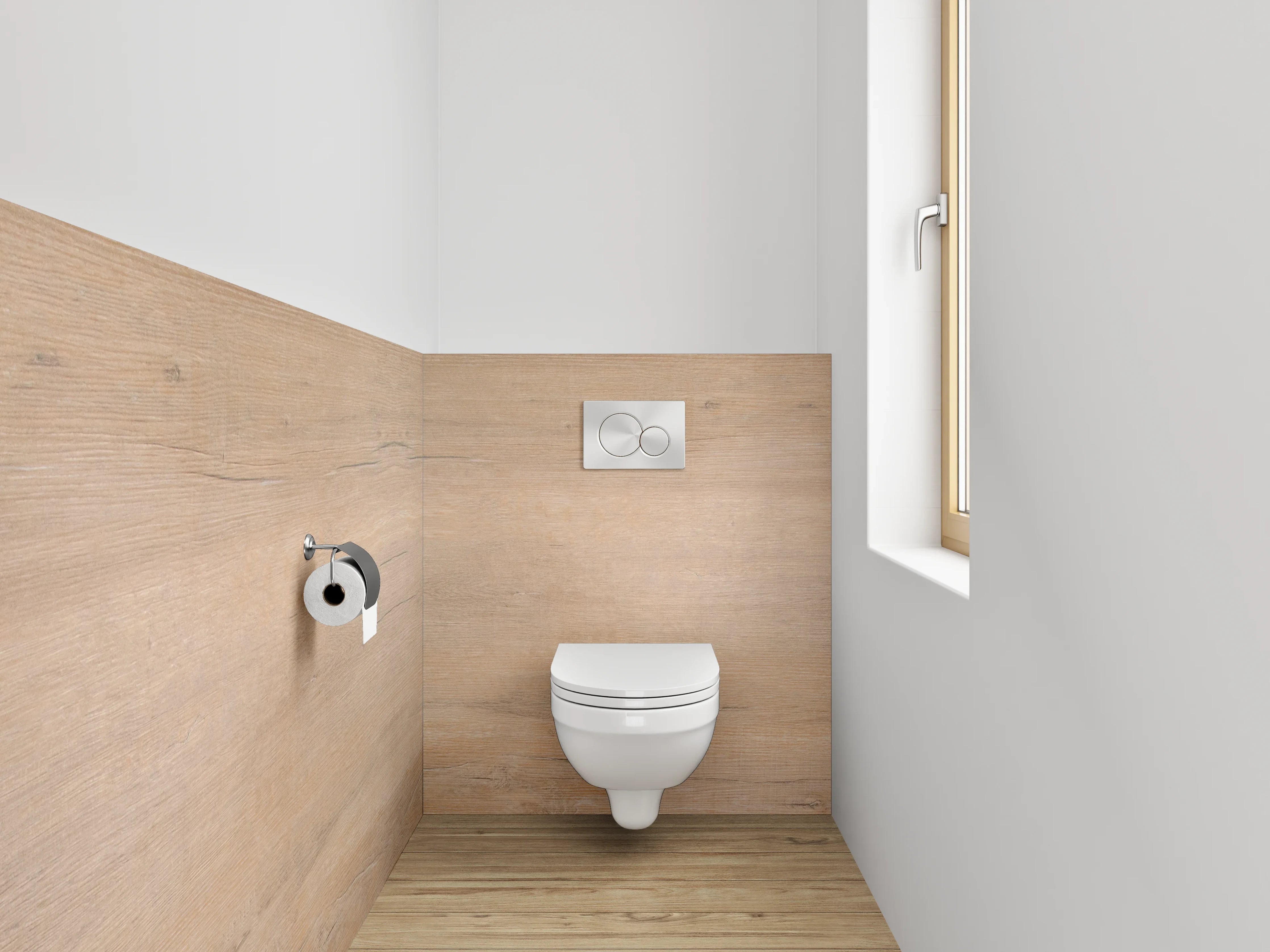 WC-Rückwand - Helles Holzboden mit natürlicher Maserung