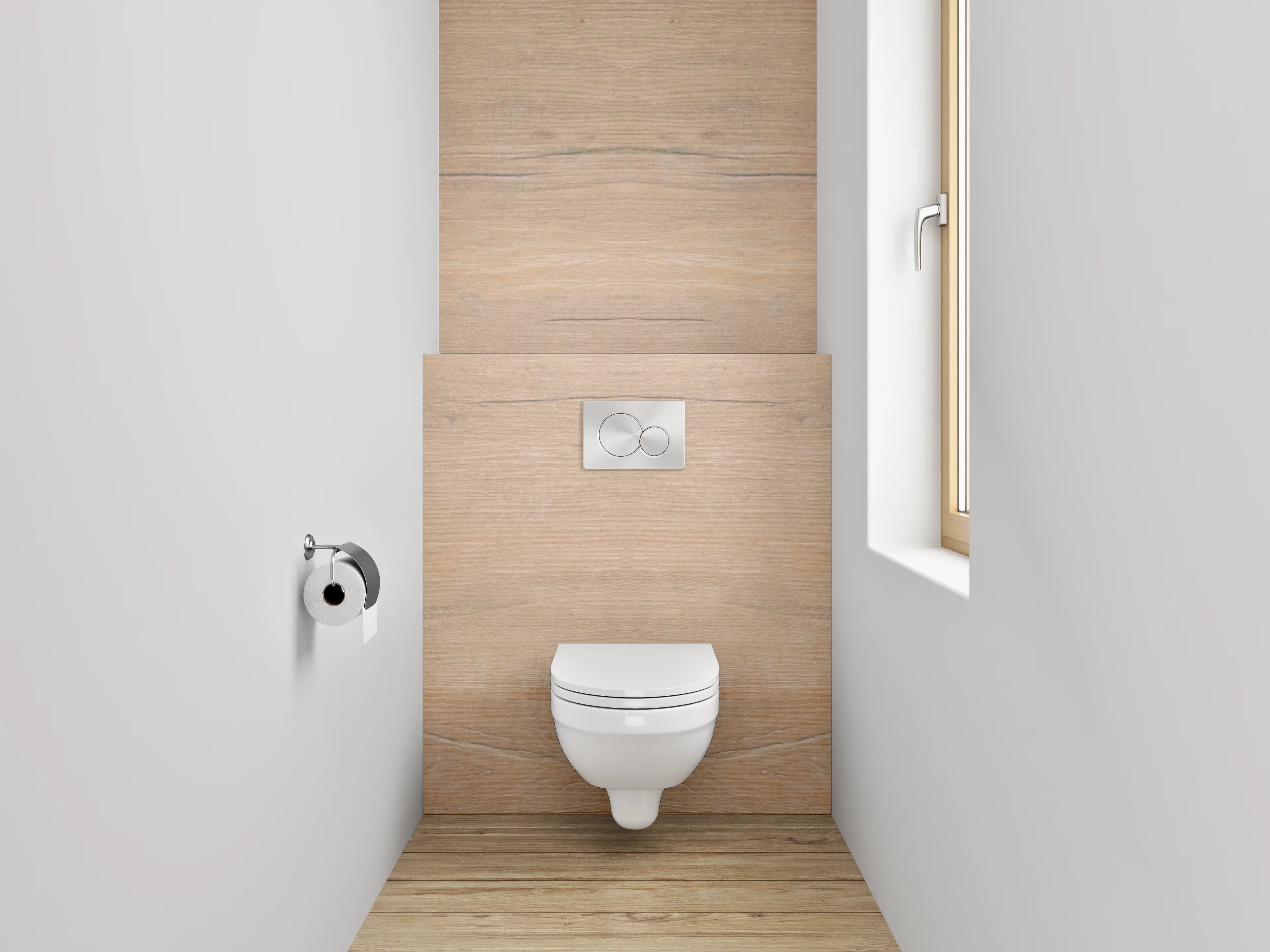 WC-Rückwand - Helles Holzboden mit natürlicher Maserung