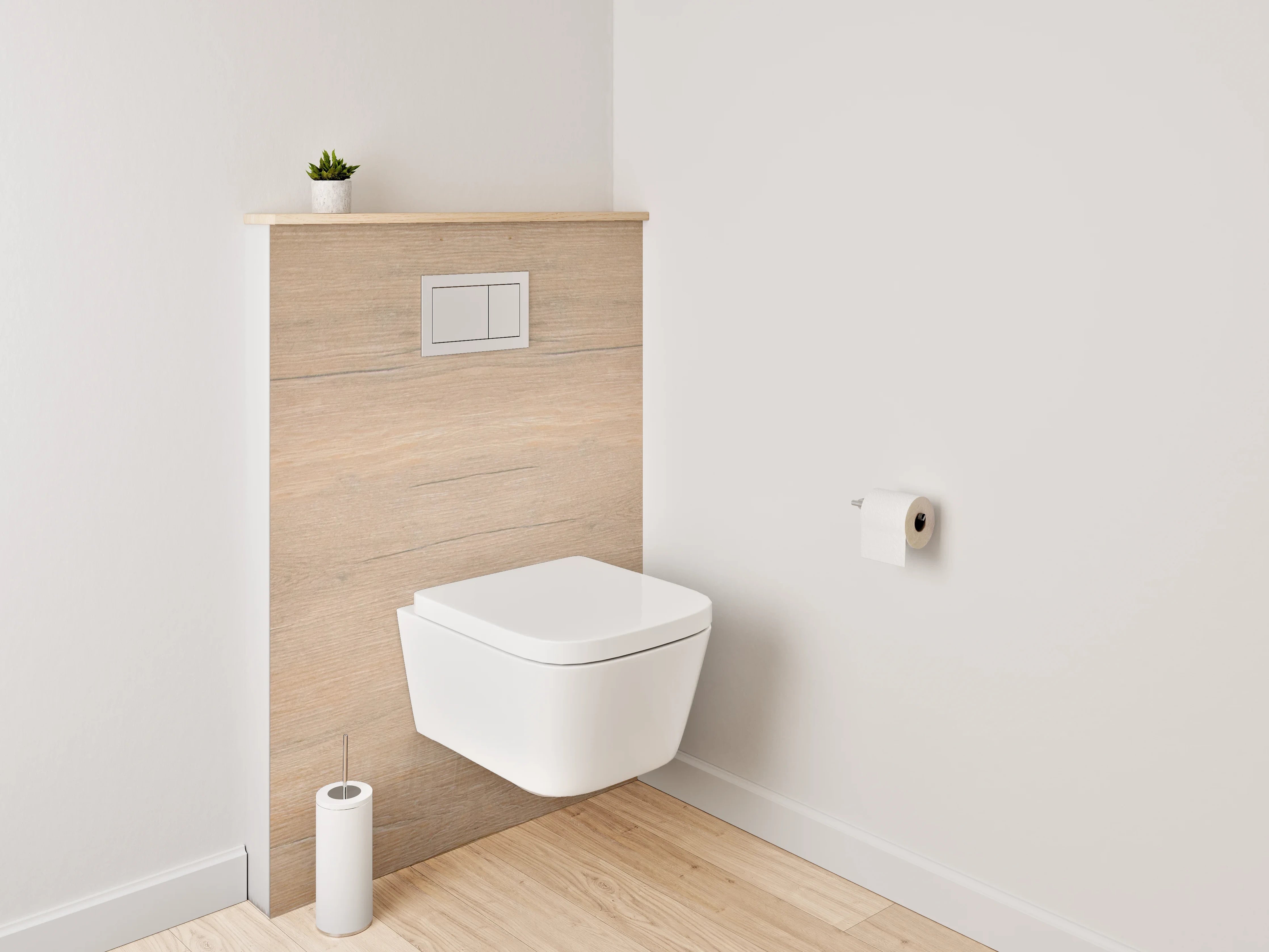 WC-Rückwand - Helles Holzboden mit natürlicher Maserung