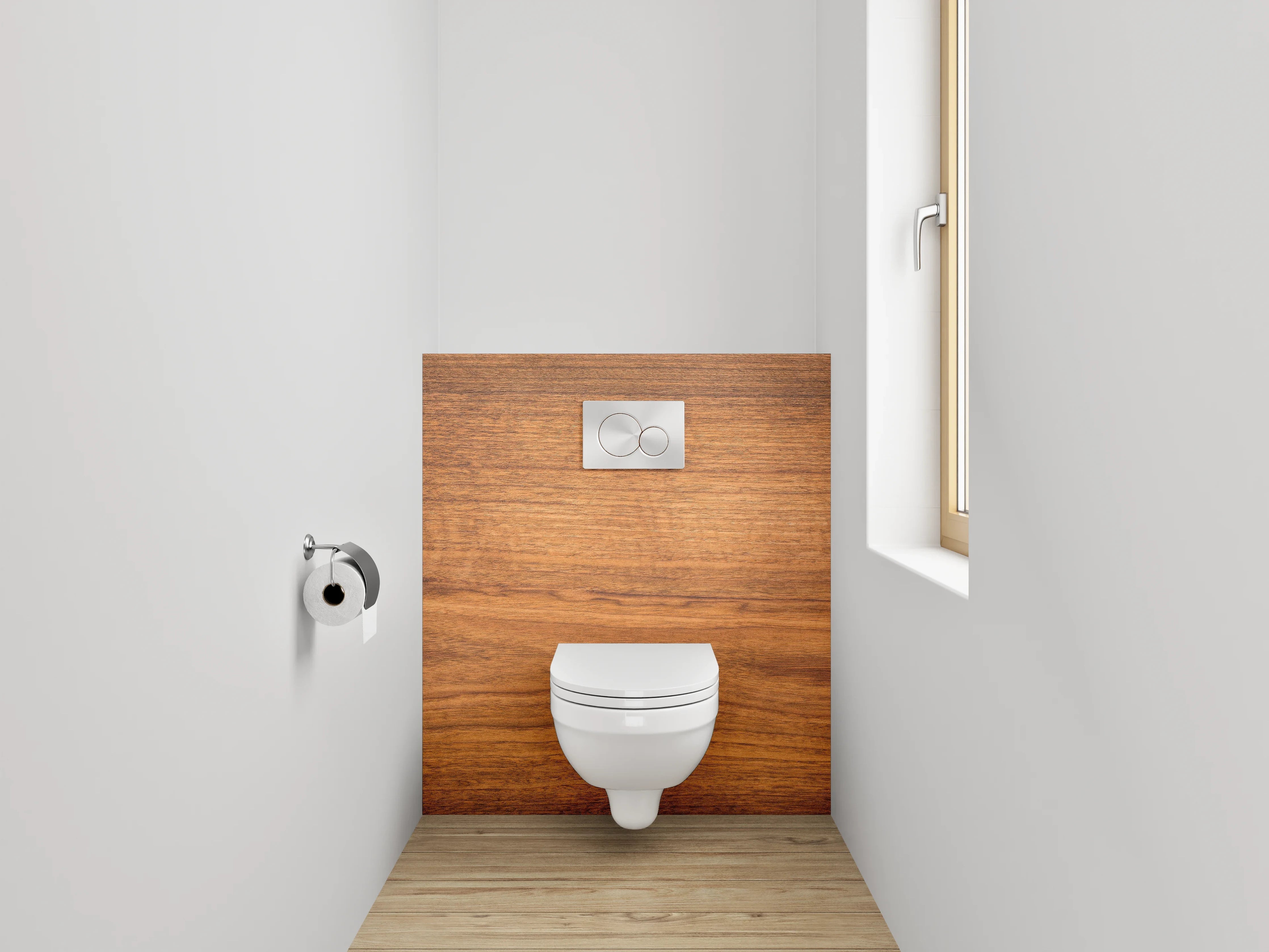 WC-Rückwand - Helles Holzbrett im natürlichen Look
