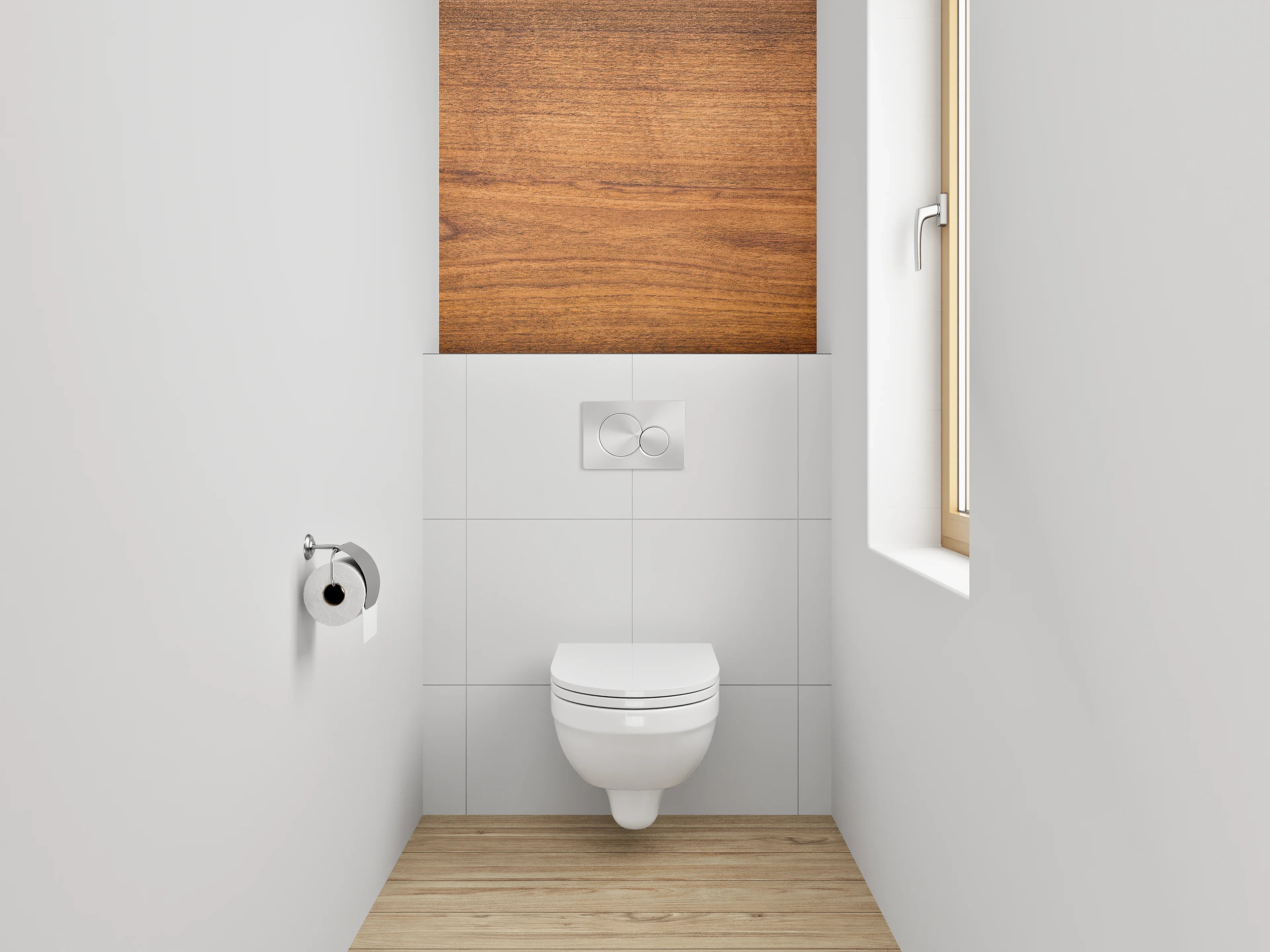 WC-Rückwand - Helles Holzbrett im natürlichen Look