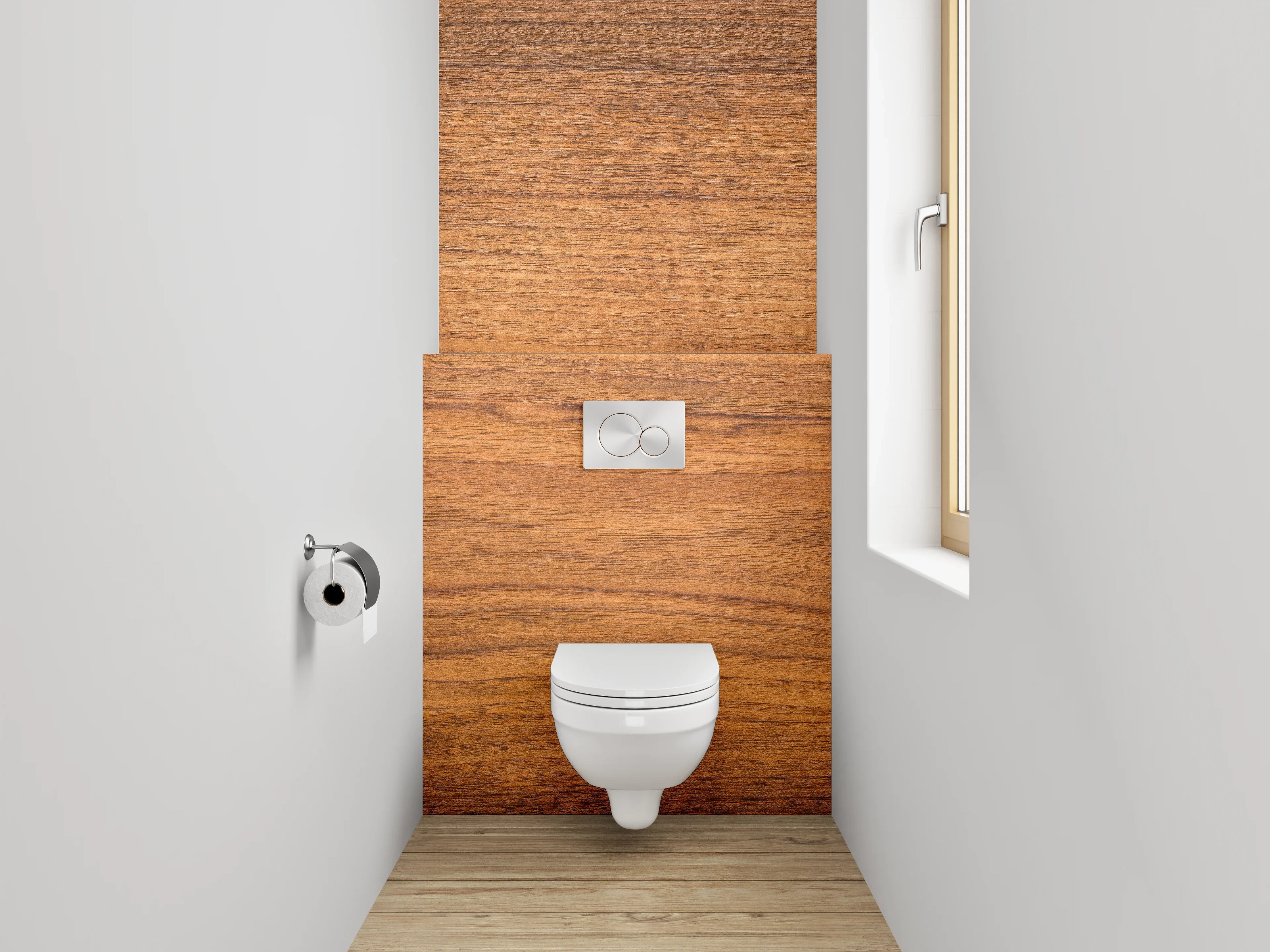 WC-Rückwand - Helles Holzbrett im natürlichen Look
