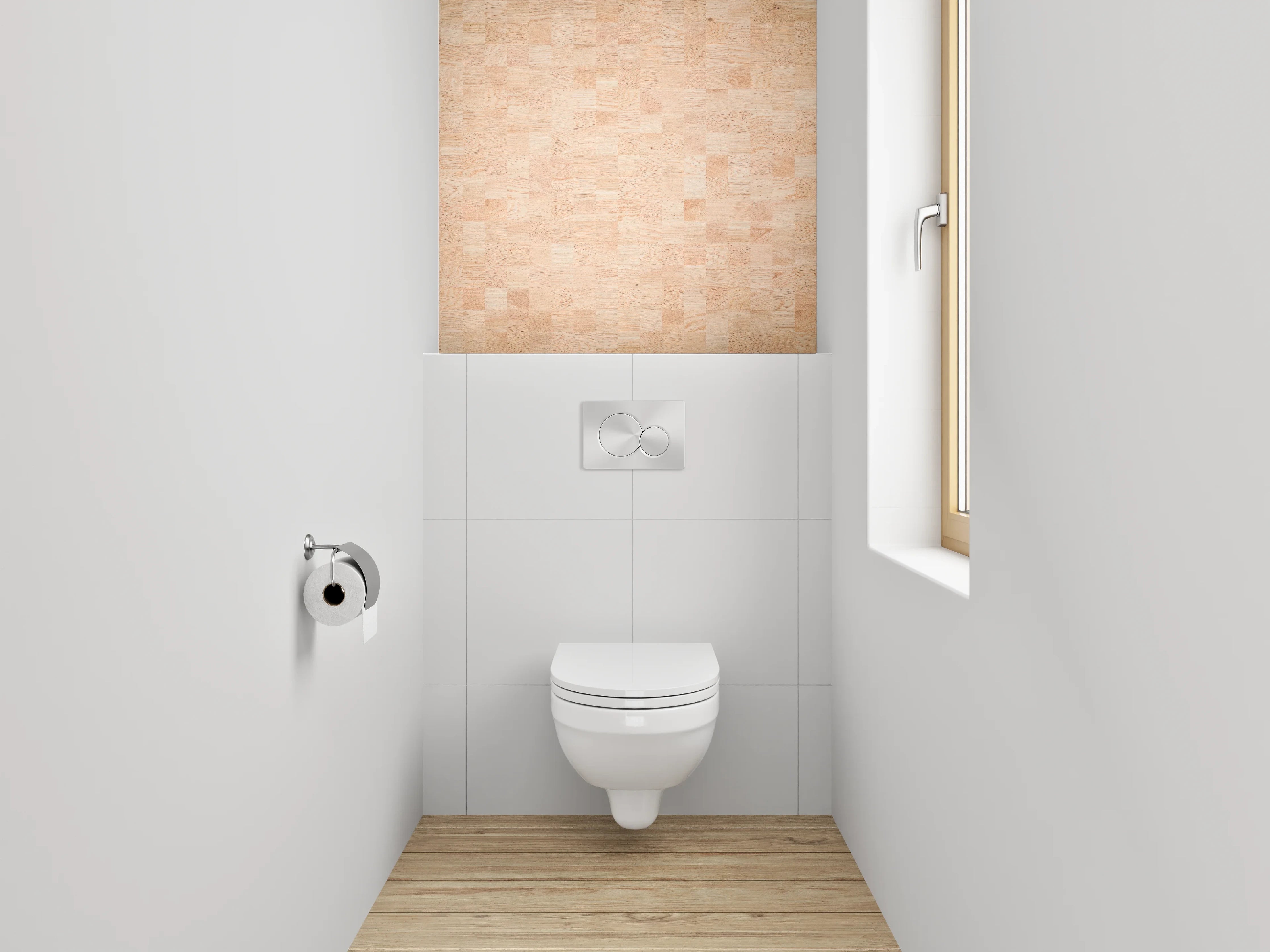 WC-Rückwand - Helles Holzdekor Parkettoptik
