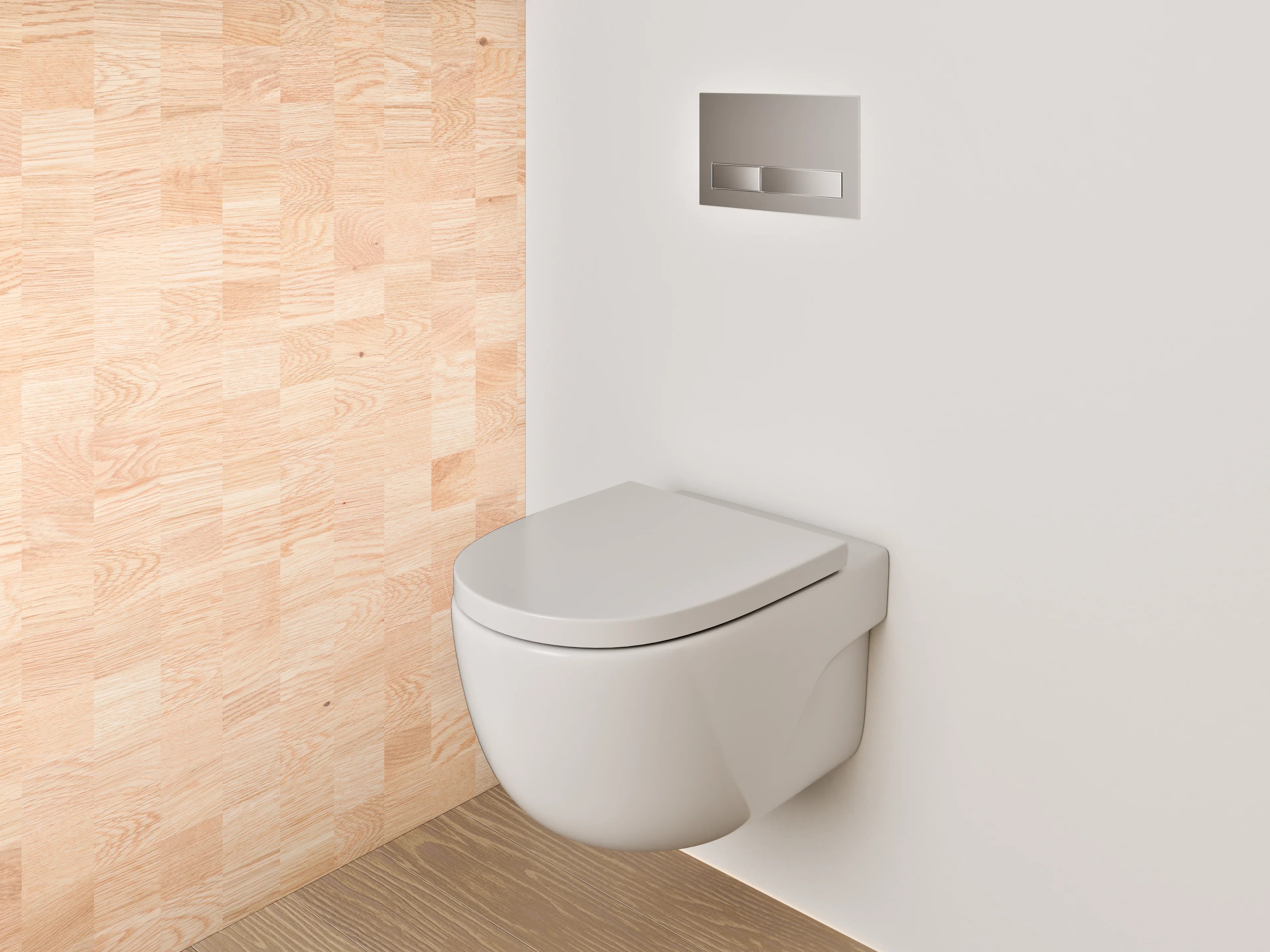 WC-Rückwand - Helles Holzdekor Parkettoptik