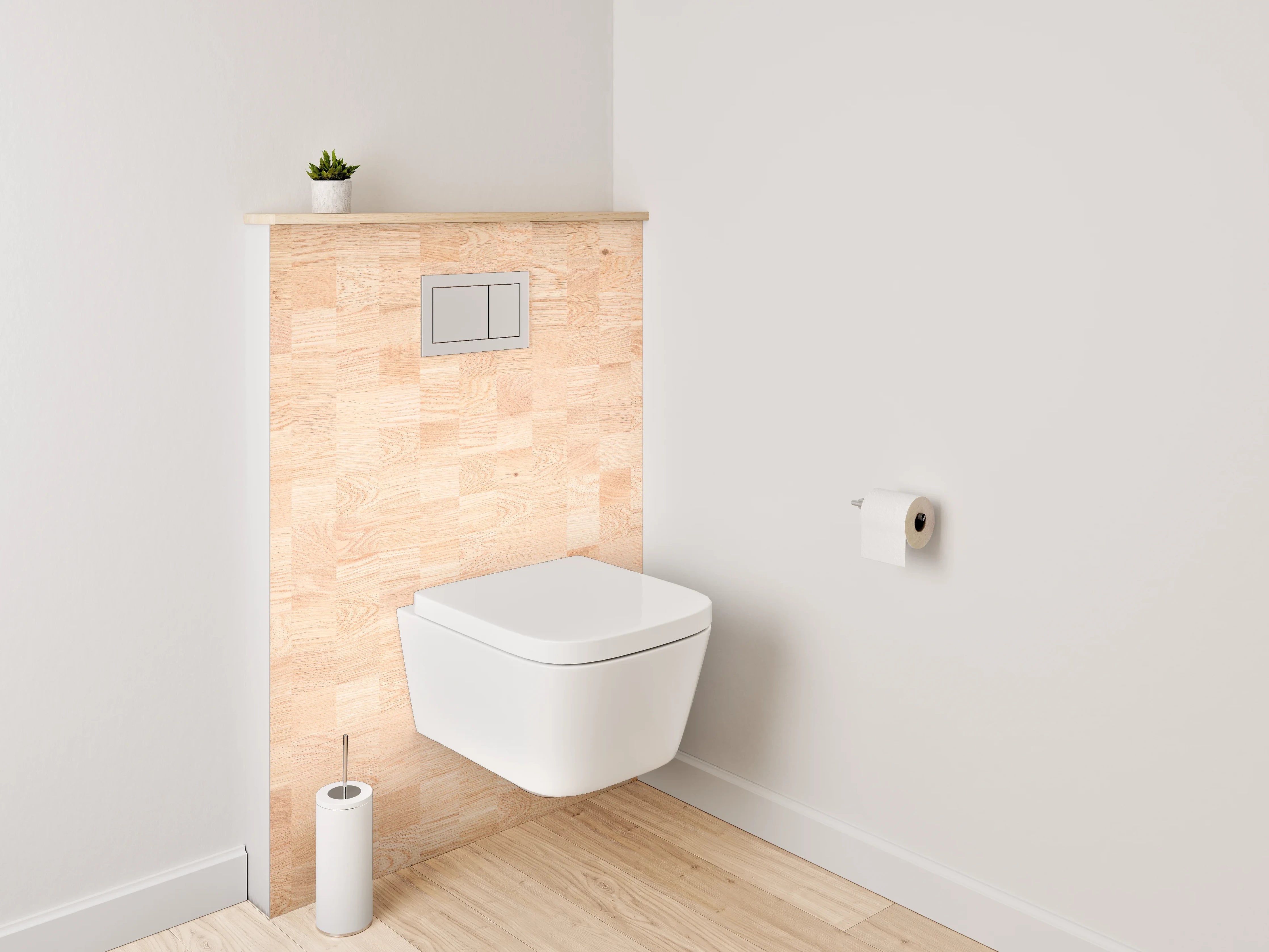 WC-Rückwand - Helles Holzdekor Parkettoptik