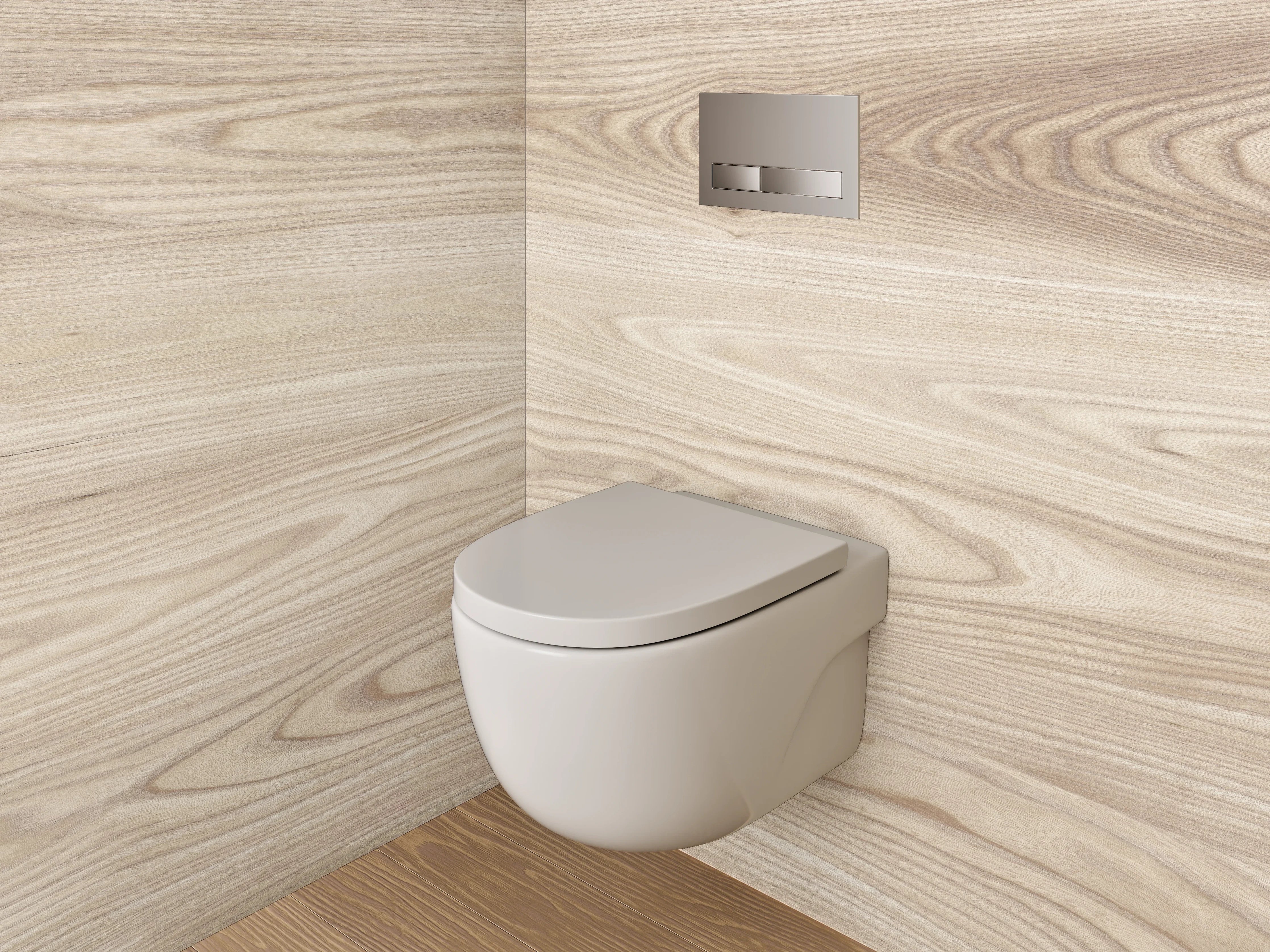 WC-Rückwand - Helles Holzdekor mit natürlicher Maserung