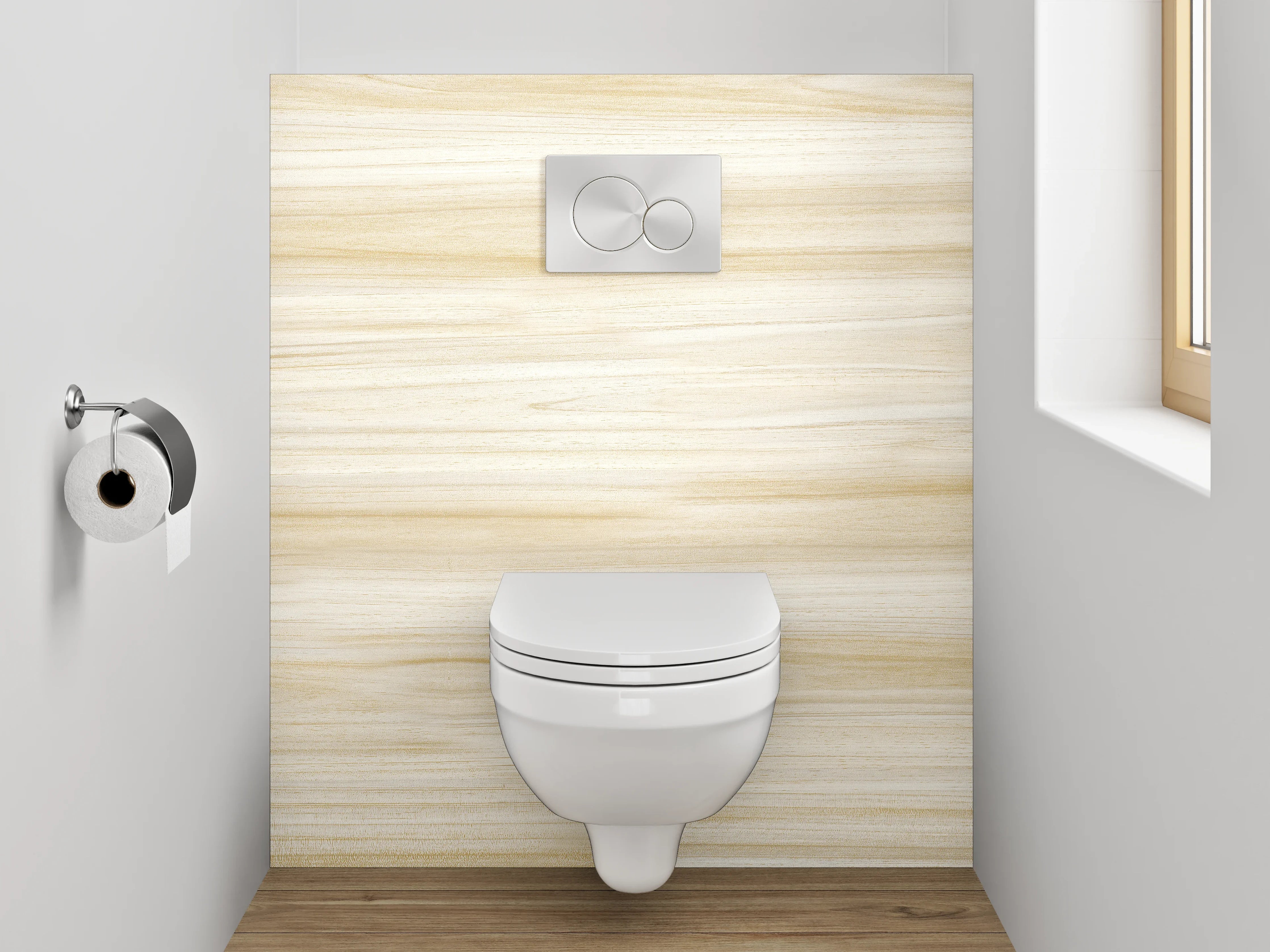 WC-Rückwand - Helles Holzdekor natürlich