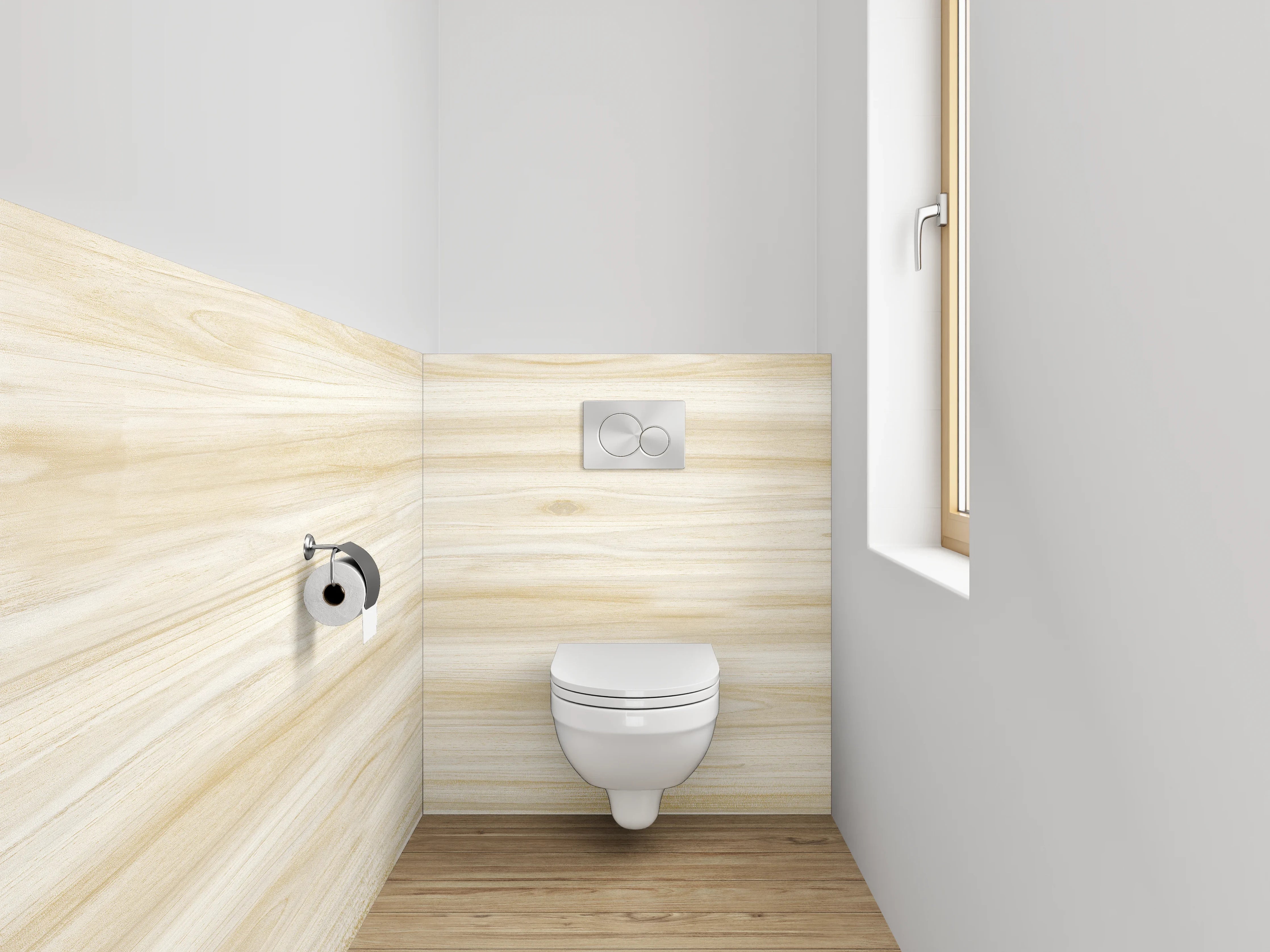 WC-Rückwand - Helles Holzdekor natürlich
