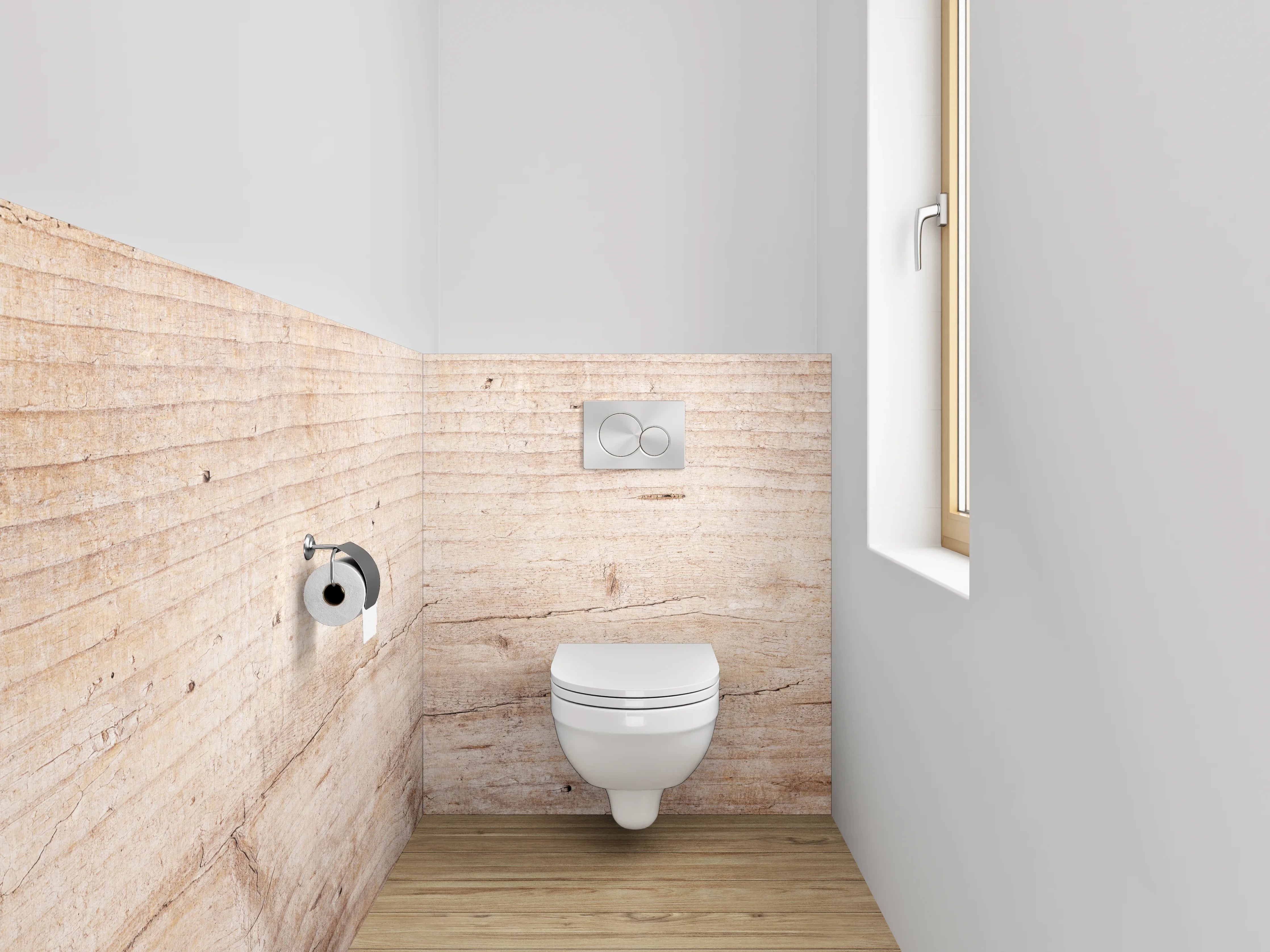 WC-Rückwand - Helles Holzmotiv – natürliche Eleganz